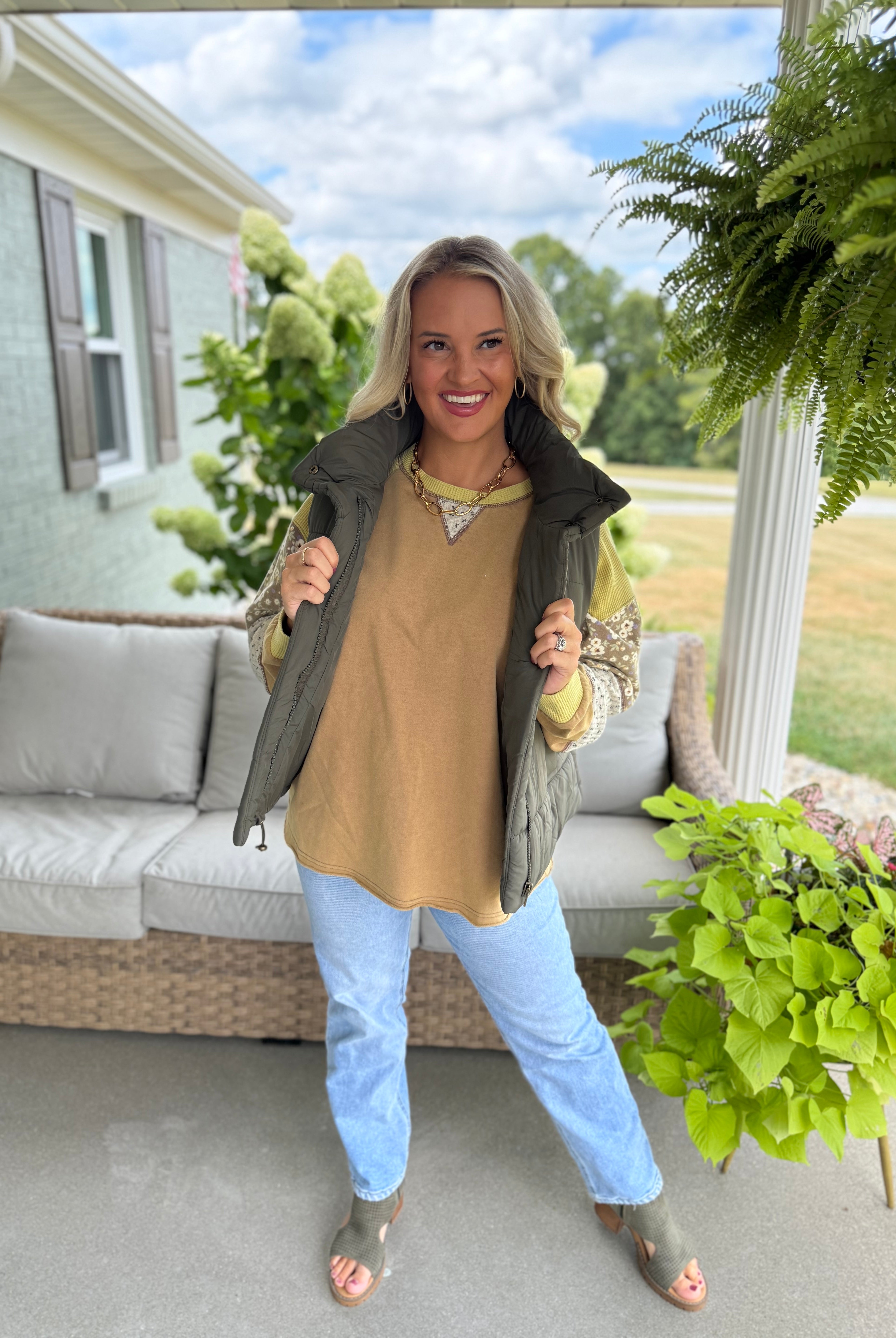 Weekend Puffer Vest - Olive-170 Jackets/Outerwear-zenana-The Lovely Closet, Women's Fashion Boutique in Alexandria, KY