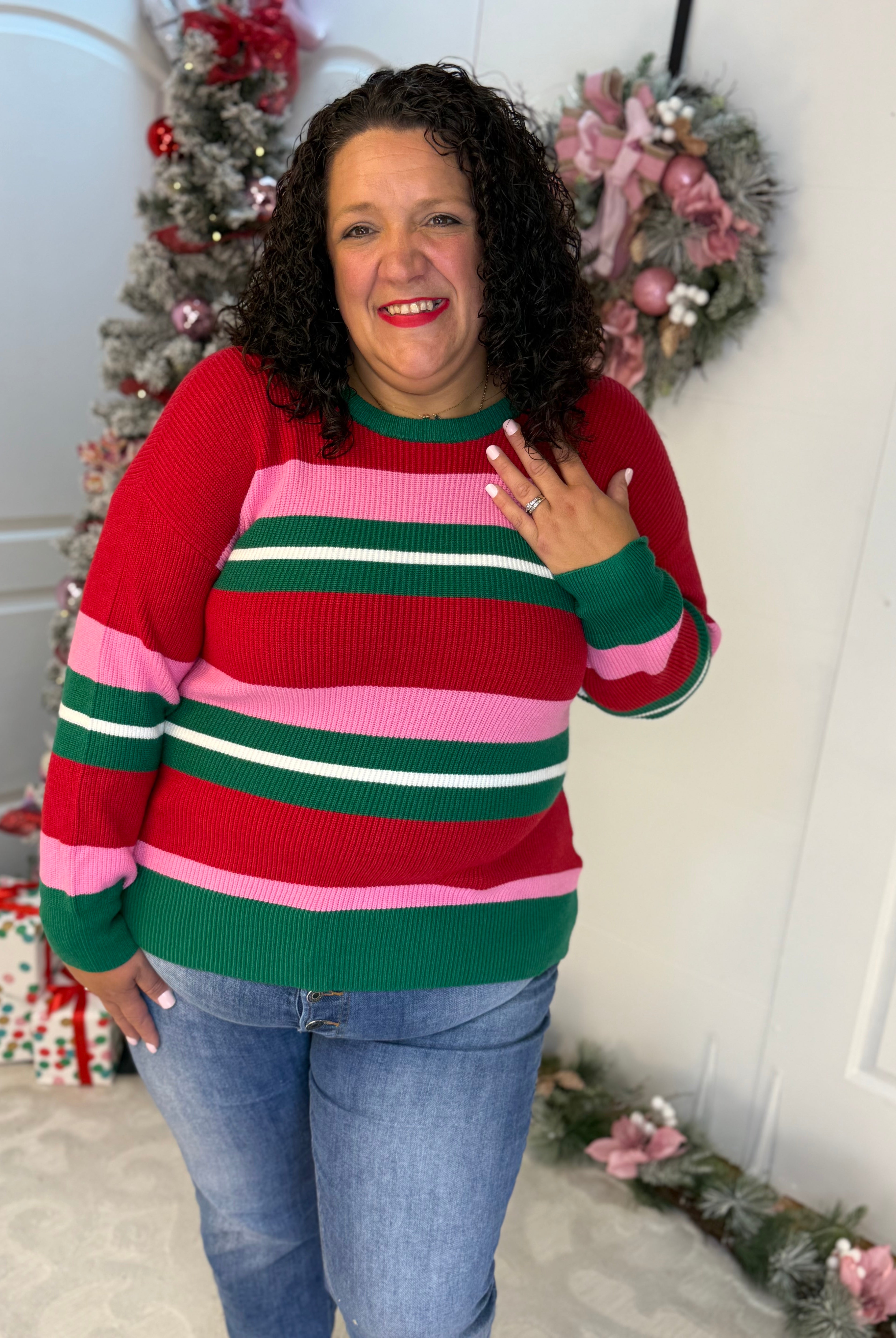 Logan Holiday Striped Sweater-350 Holiday-Mary Square-The Lovely Closet, Women's Fashion Boutique in Alexandria, KY