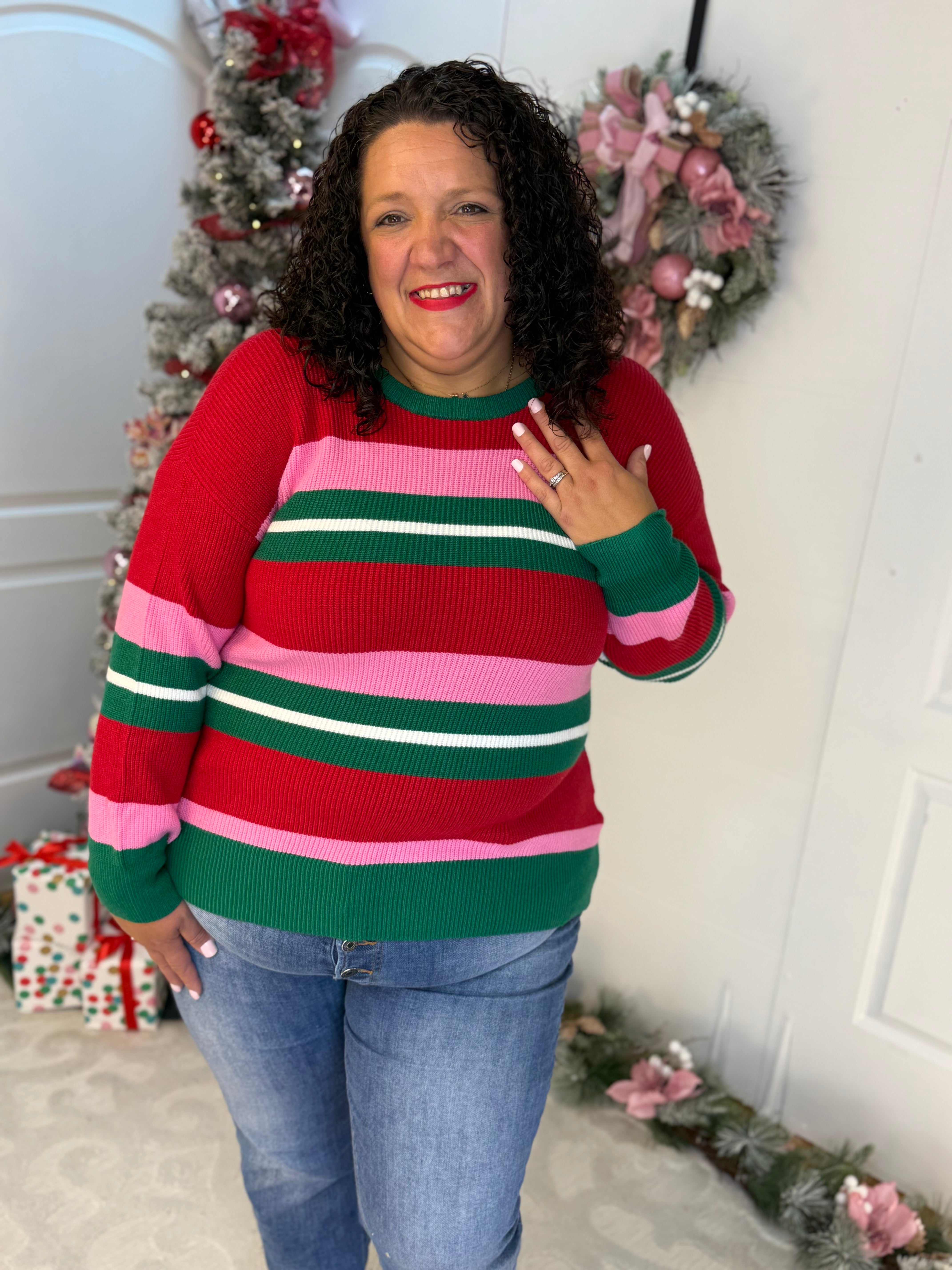 Logan Holiday Striped Sweater-350 Holiday-Mary Square-The Lovely Closet, Women's Fashion Boutique in Alexandria, KY