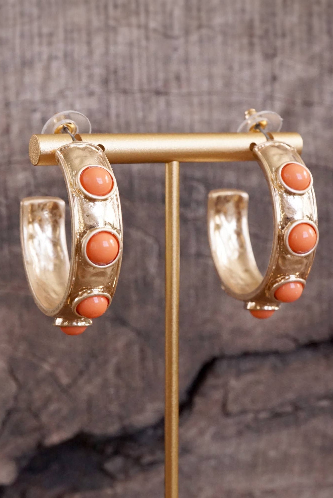 Jeweled Bubble Hoop Earrings – Orange-250 Jewelry-PennyLine inc-The Lovely Closet, Women's Fashion Boutique in Alexandria, KY