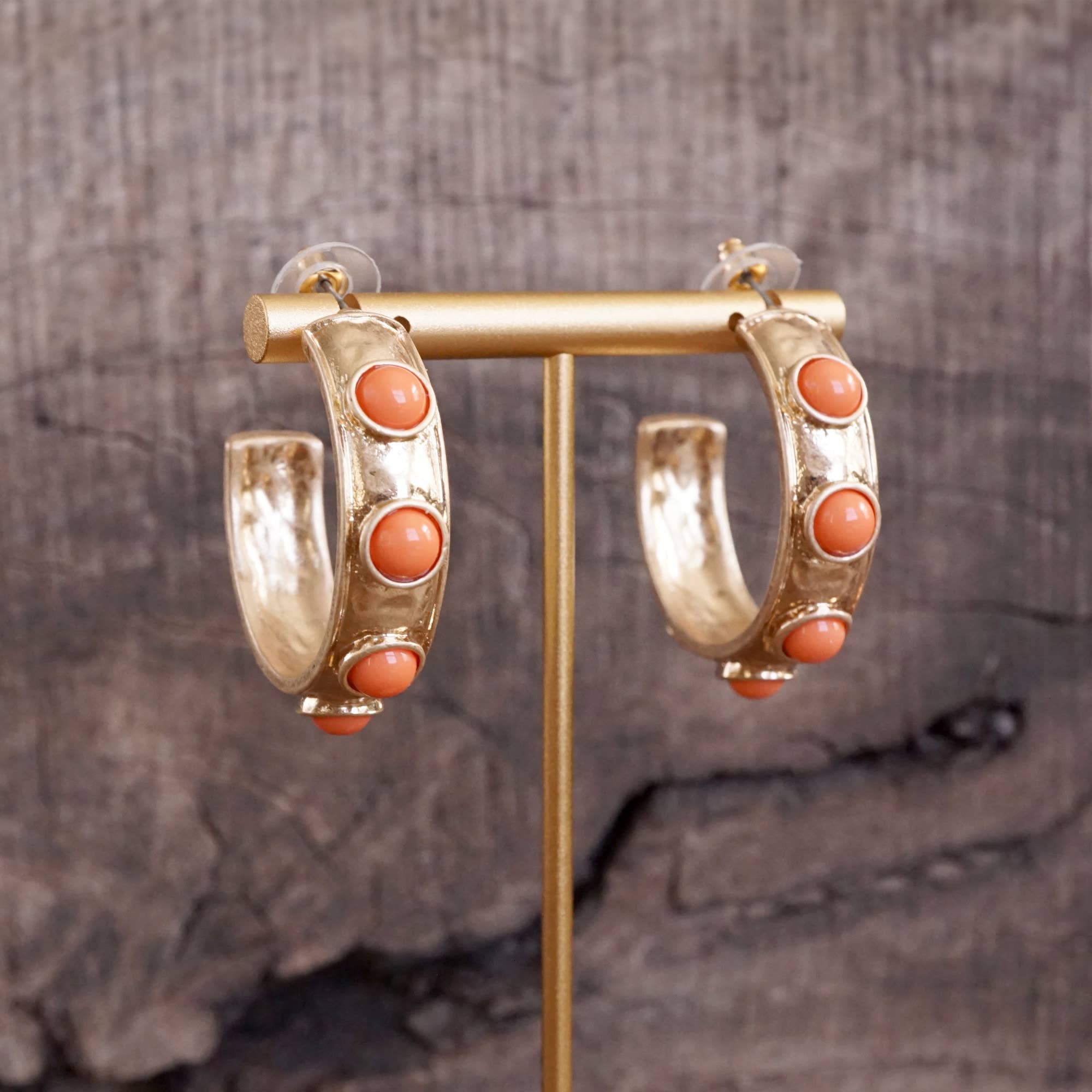 Jeweled Bubble Hoop Earrings – Orange-250 Jewelry-PennyLine inc-The Lovely Closet, Women's Fashion Boutique in Alexandria, KY