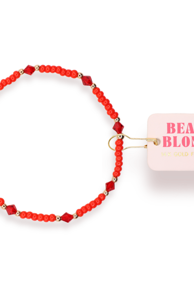 Eleanor Bracelet in Bright Red: Extended 7.25 inch-bracelet-Beaded Blondes-The Lovely Closet, Women's Fashion Boutique in Alexandria, KY