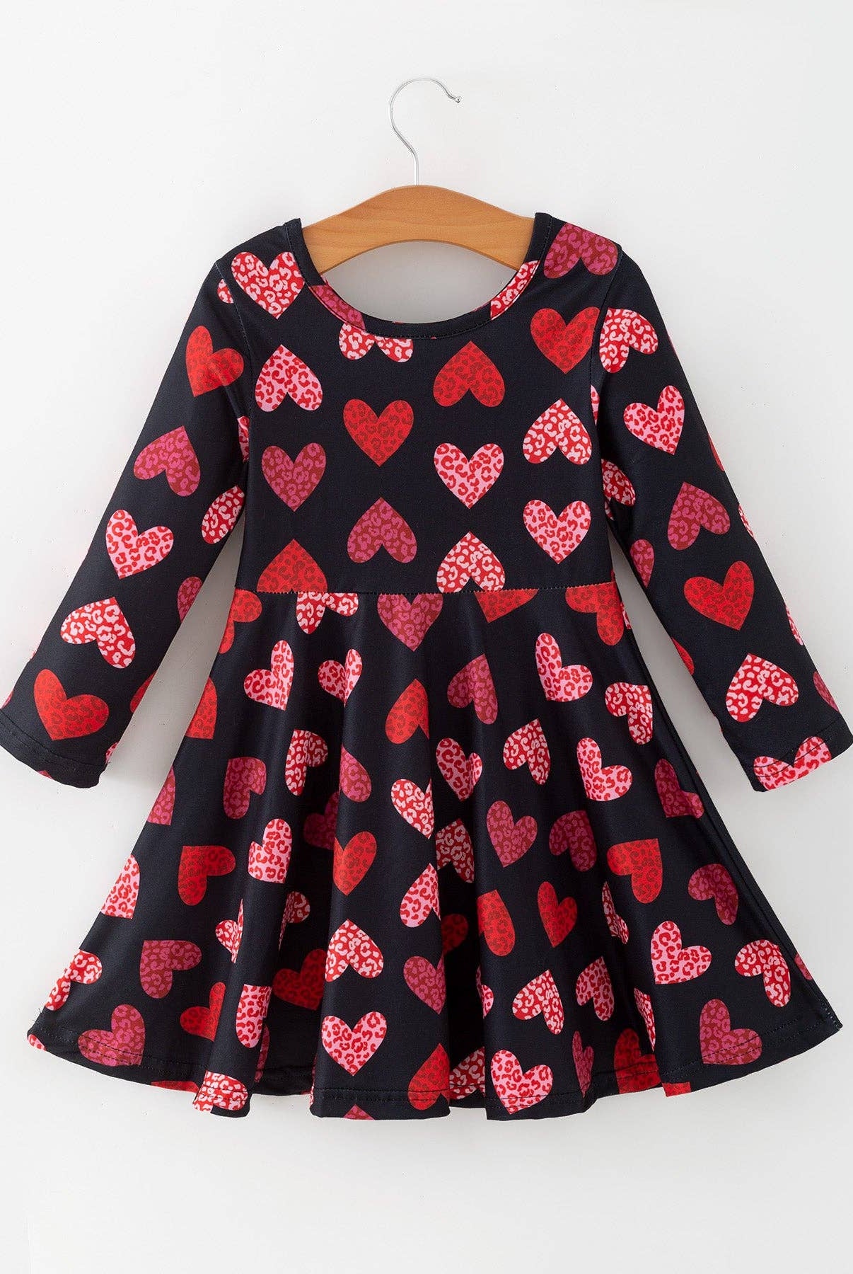 Valentine's Day Black/Leopard Heart Girls Dress-360 Carolines Closet-Rylee Faith Designs-The Lovely Closet, Women's Fashion Boutique in Alexandria, KY