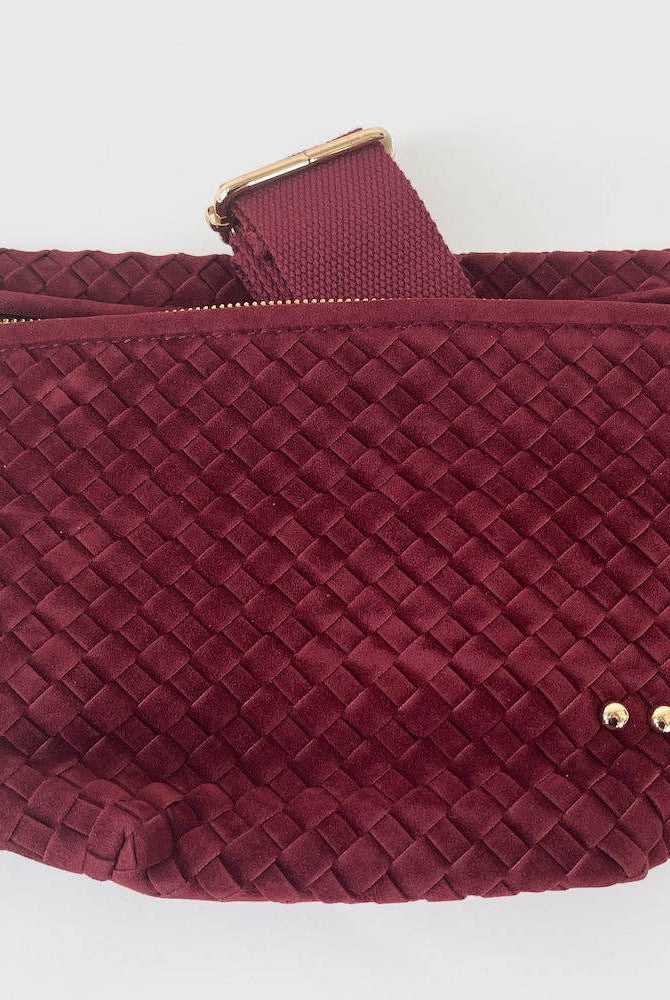 Westlyn Woven Bum Bag - Suede Burgundy-290 Bag/Handbags-Pretty Simple-The Lovely Closet, Women's Fashion Boutique in Alexandria, KY