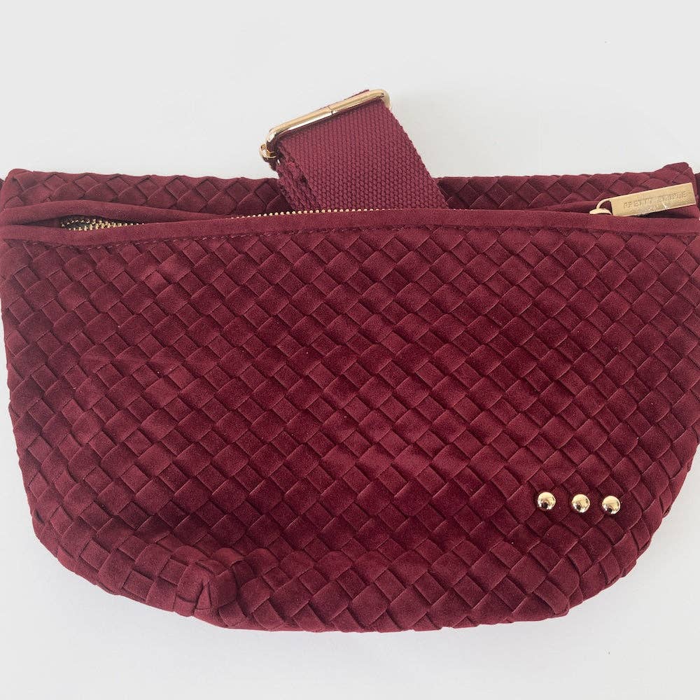 Westlyn Woven Bum Bag - Suede Burgundy-290 Bag/Handbags-Pretty Simple-The Lovely Closet, Women's Fashion Boutique in Alexandria, KY