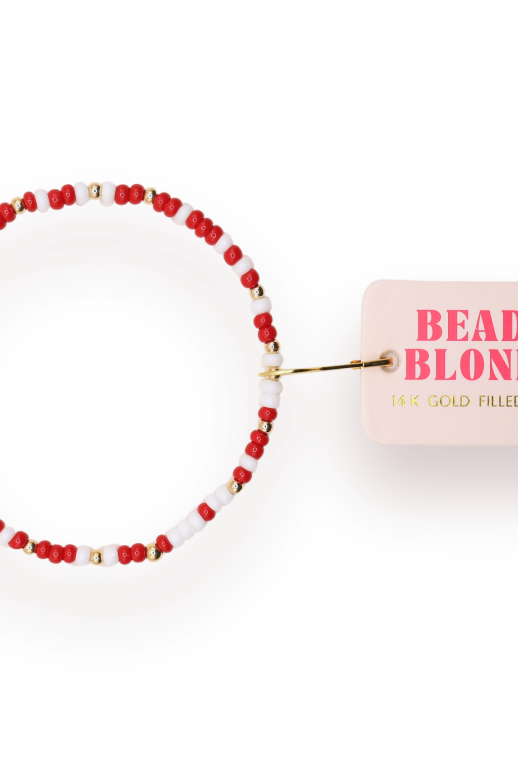 Crimson Red and White Sprinkle Bracelet: Gold / Standard 6.75 inch-bracelet-Beaded Blondes-The Lovely Closet, Women's Fashion Boutique in Alexandria, KY