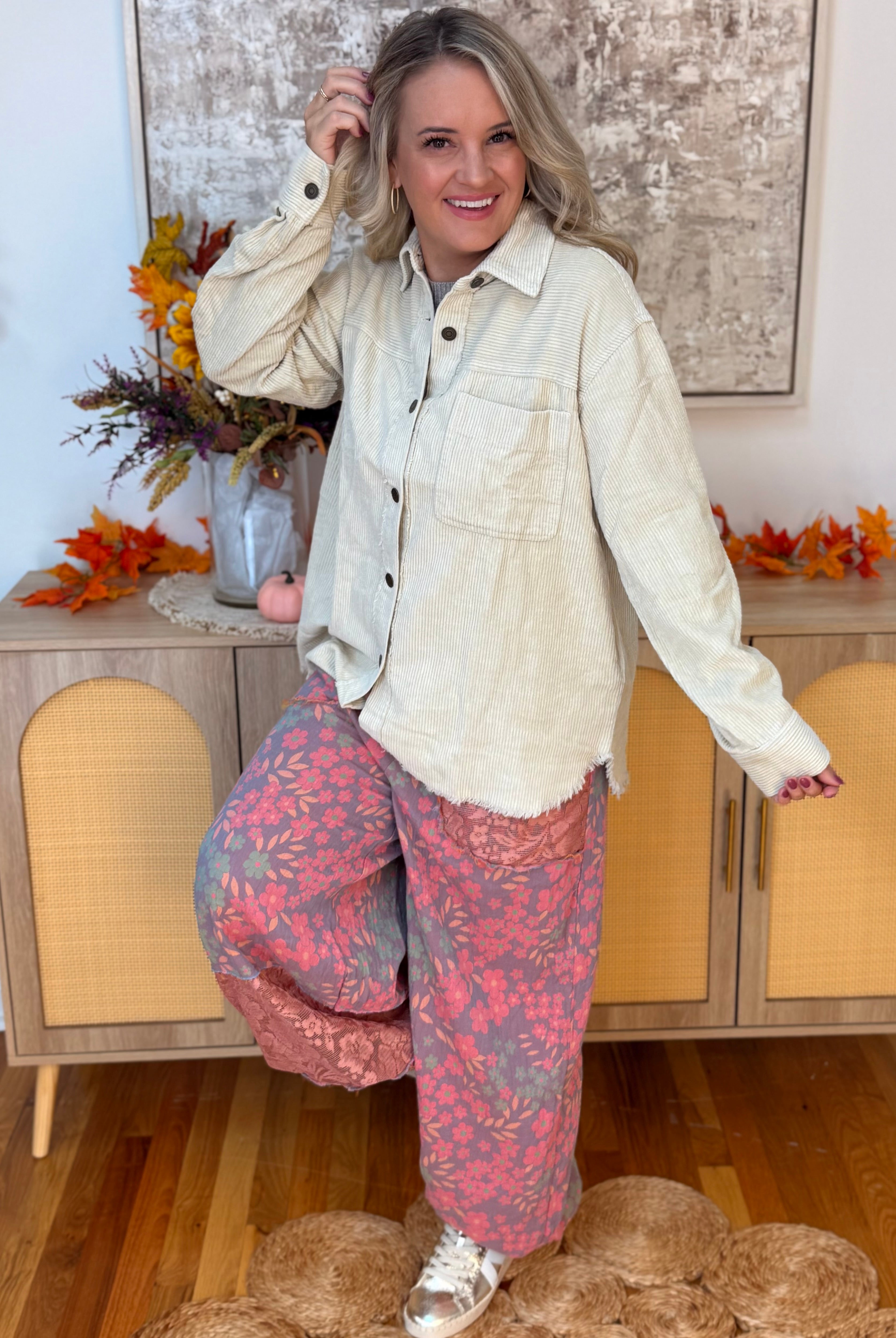 Urban Edge Oversized Shacked - Cream-170 Jackets/Outerwear-La Miel-The Lovely Closet, Women's Fashion Boutique in Alexandria, KY
