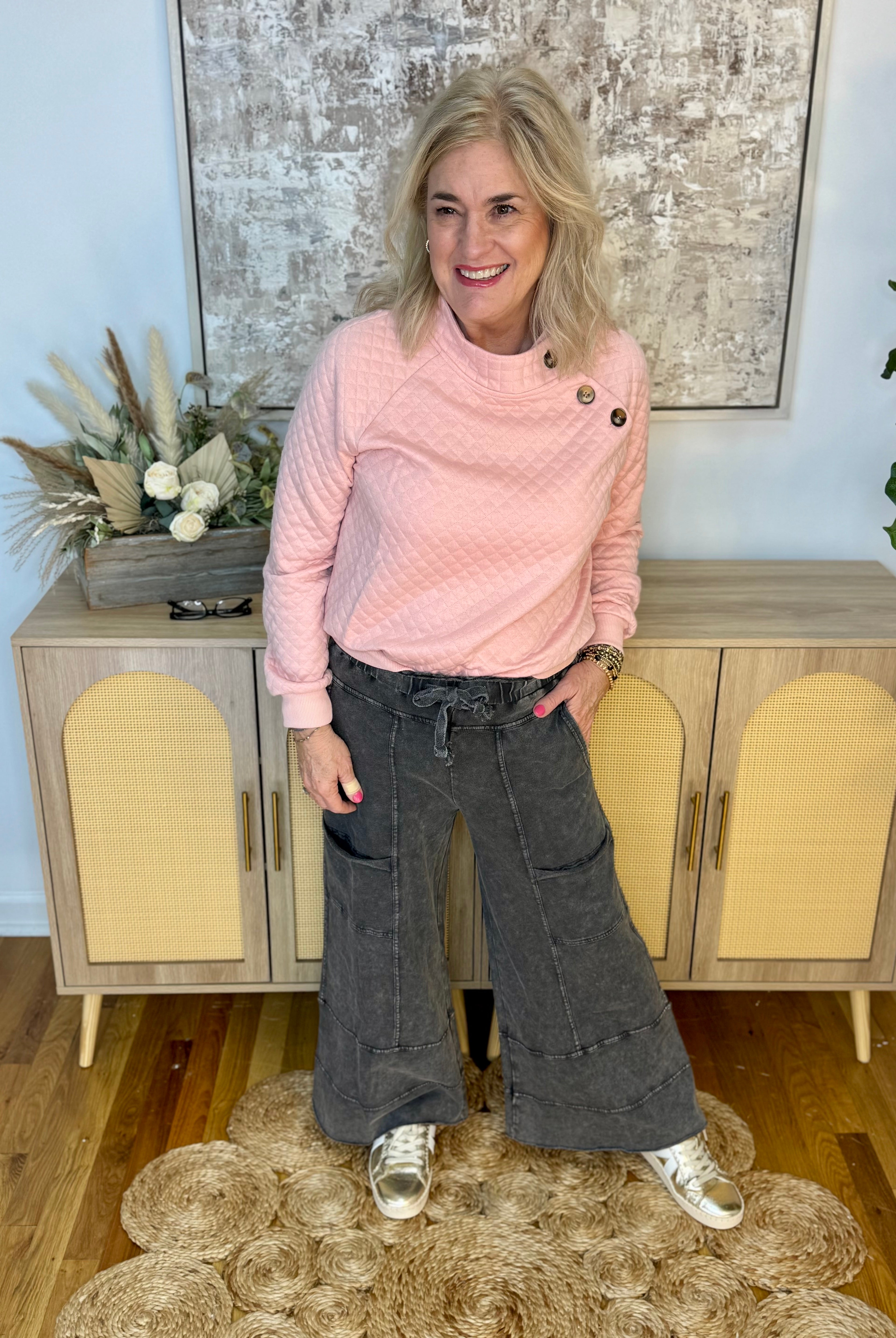 Relaxed Cargo Wide Leg Cropped Pants - Black-240 Pants-easel-The Lovely Closet, Women's Fashion Boutique in Alexandria, KY