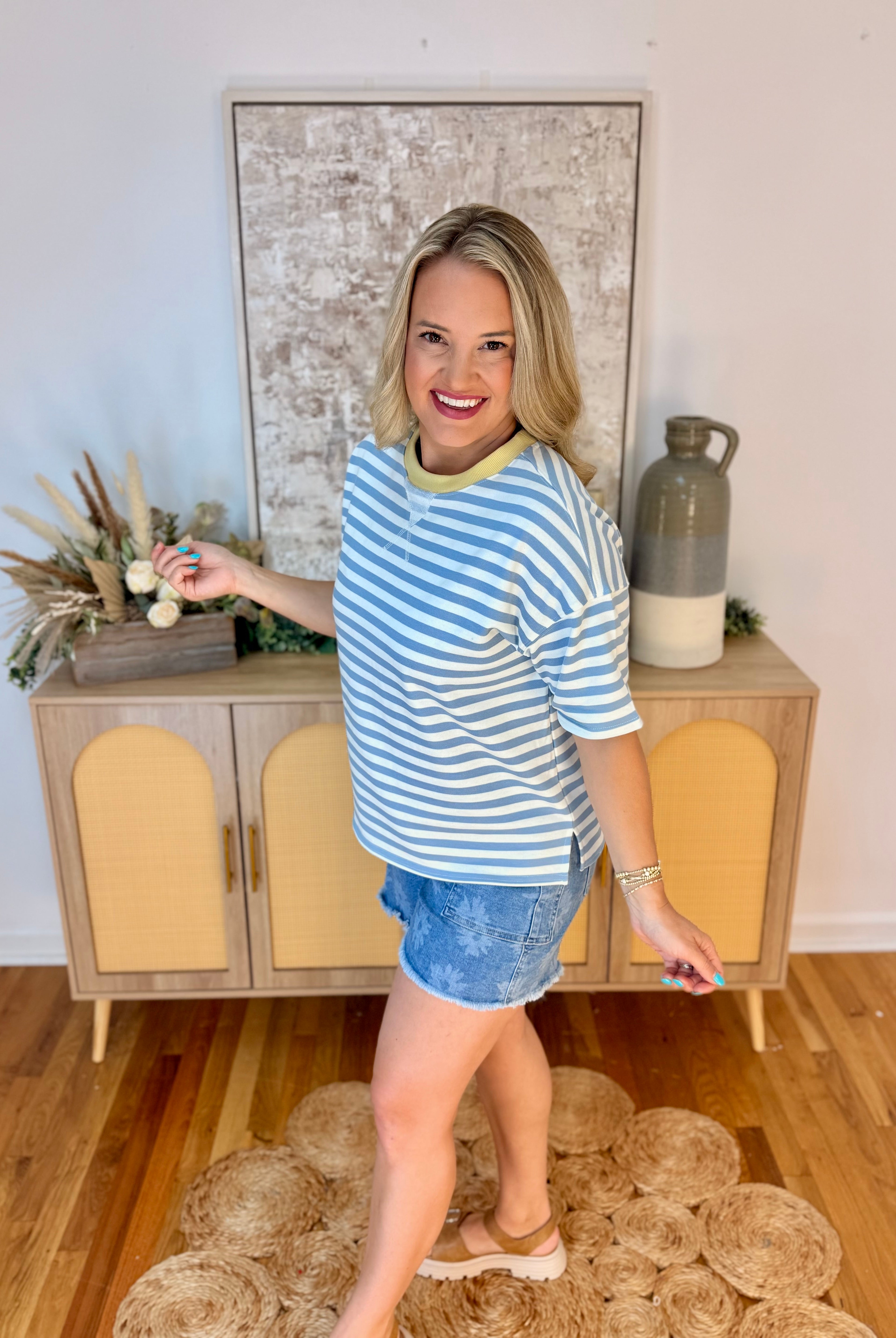 Sunshine Stripes Short Sleeve Top-The Lovely Closet-The Lovely Closet, Women's Fashion Boutique in Alexandria, KY