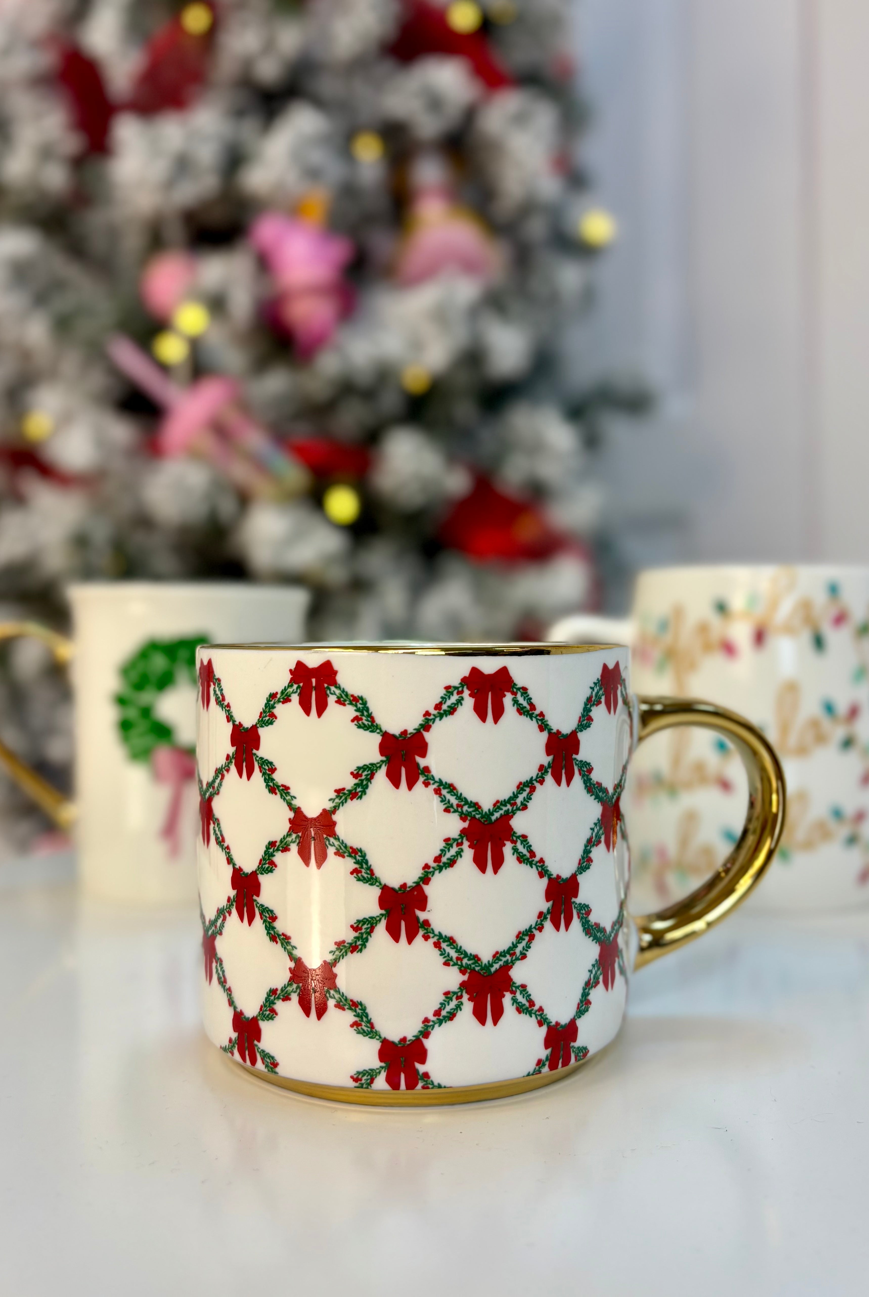 Mary Square Mug - Holiday Trellis-350 Holiday-Mary Square-The Lovely Closet, Women's Fashion Boutique in Alexandria, KY