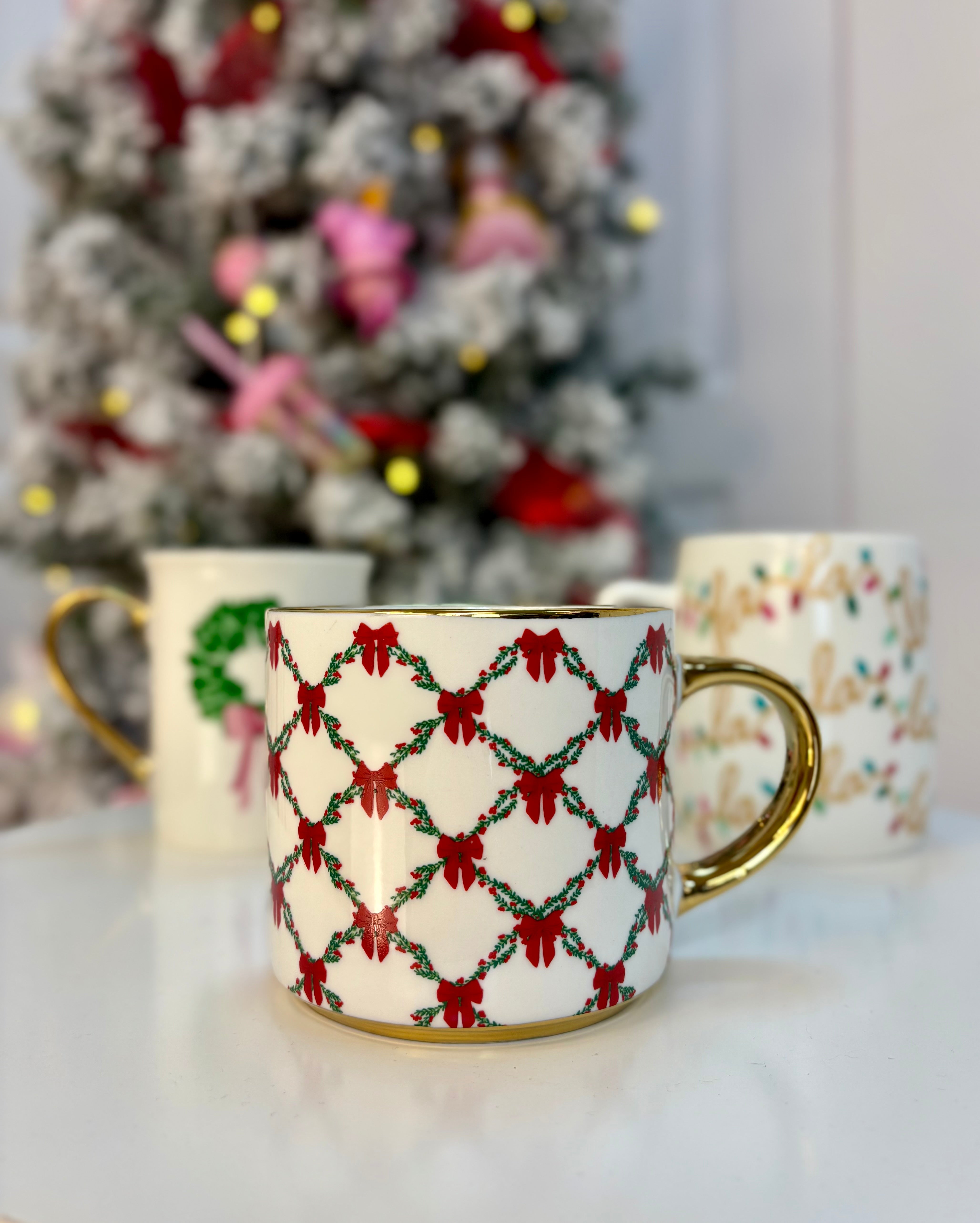 Mary Square Mug - Holiday Trellis-350 Holiday-Mary Square-The Lovely Closet, Women's Fashion Boutique in Alexandria, KY