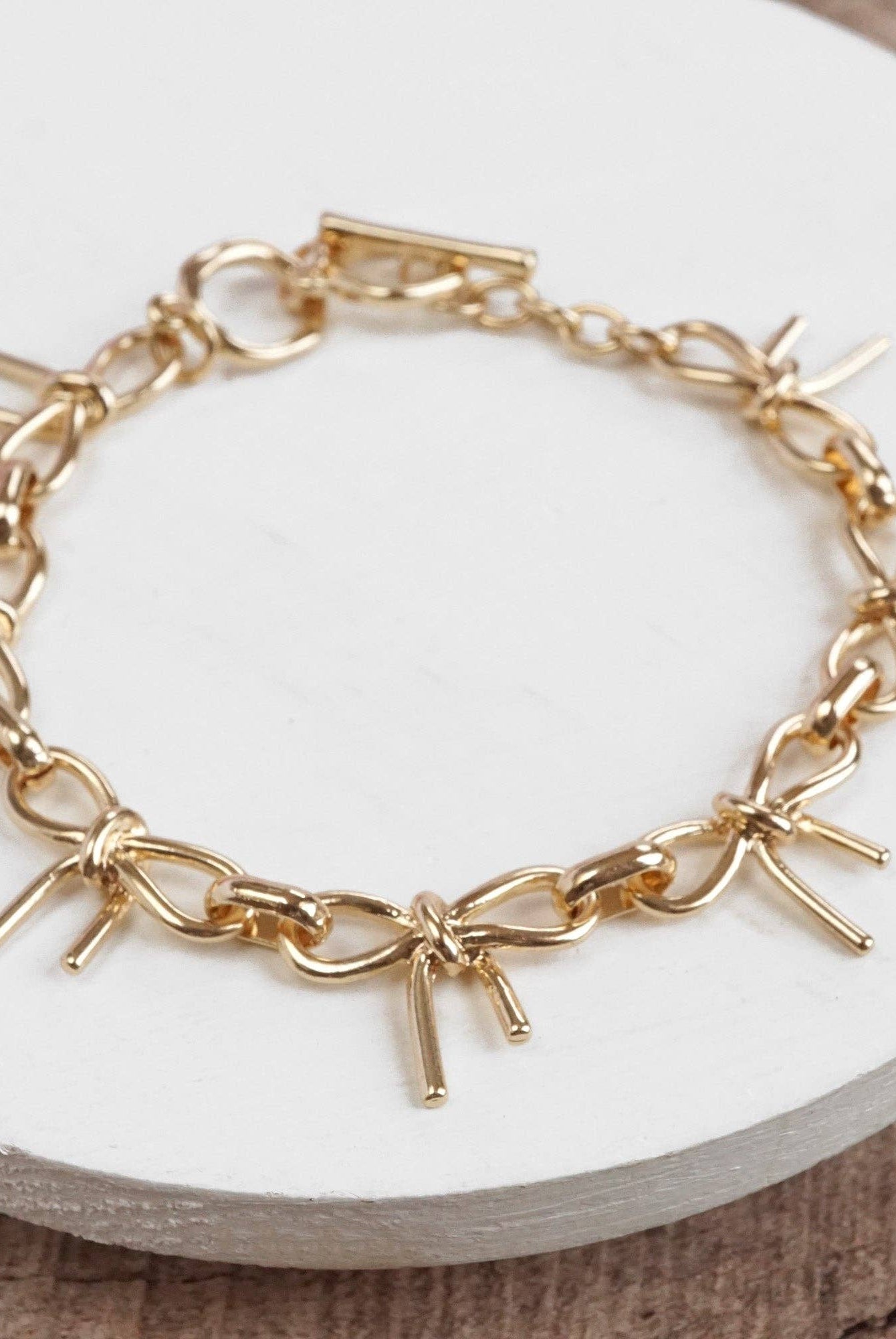 Bow Link Bracelet - Gold-250 Jewelry-PennyLine inc-The Lovely Closet, Women's Fashion Boutique in Alexandria, KY