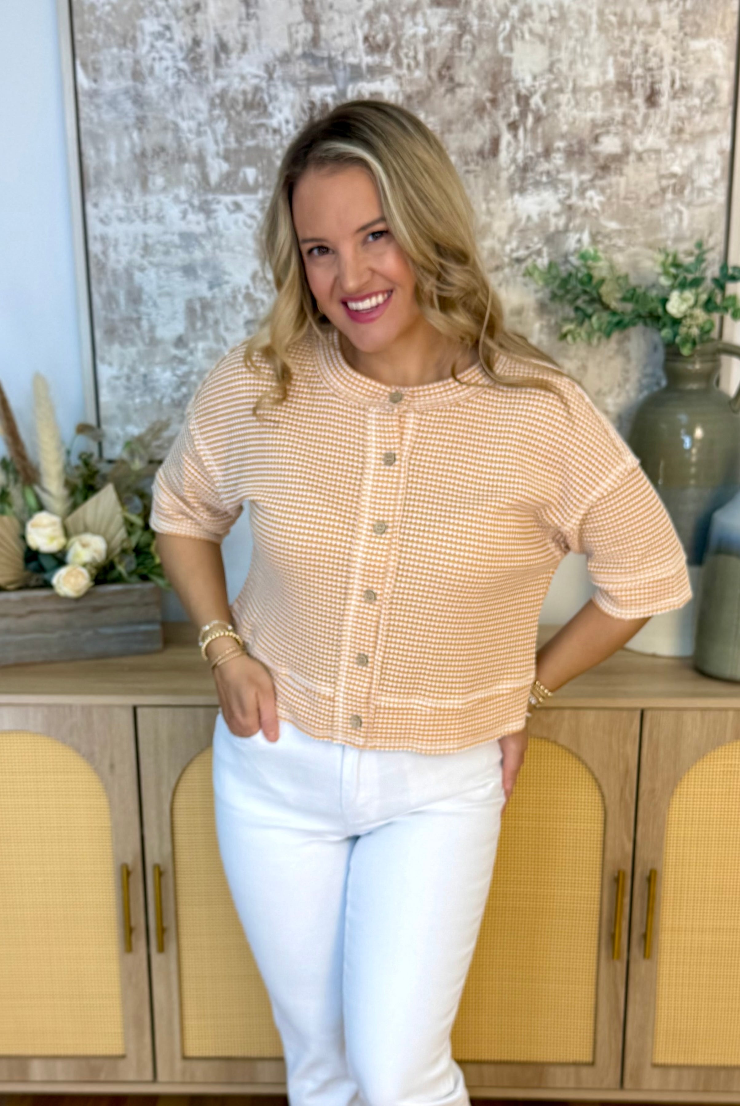 Soft Sands Short Sleeve Cardigan - Lt. Peach-100 Short Sleeve Tops-Blu Pepper-The Lovely Closet, Women's Fashion Boutique in Alexandria, KY