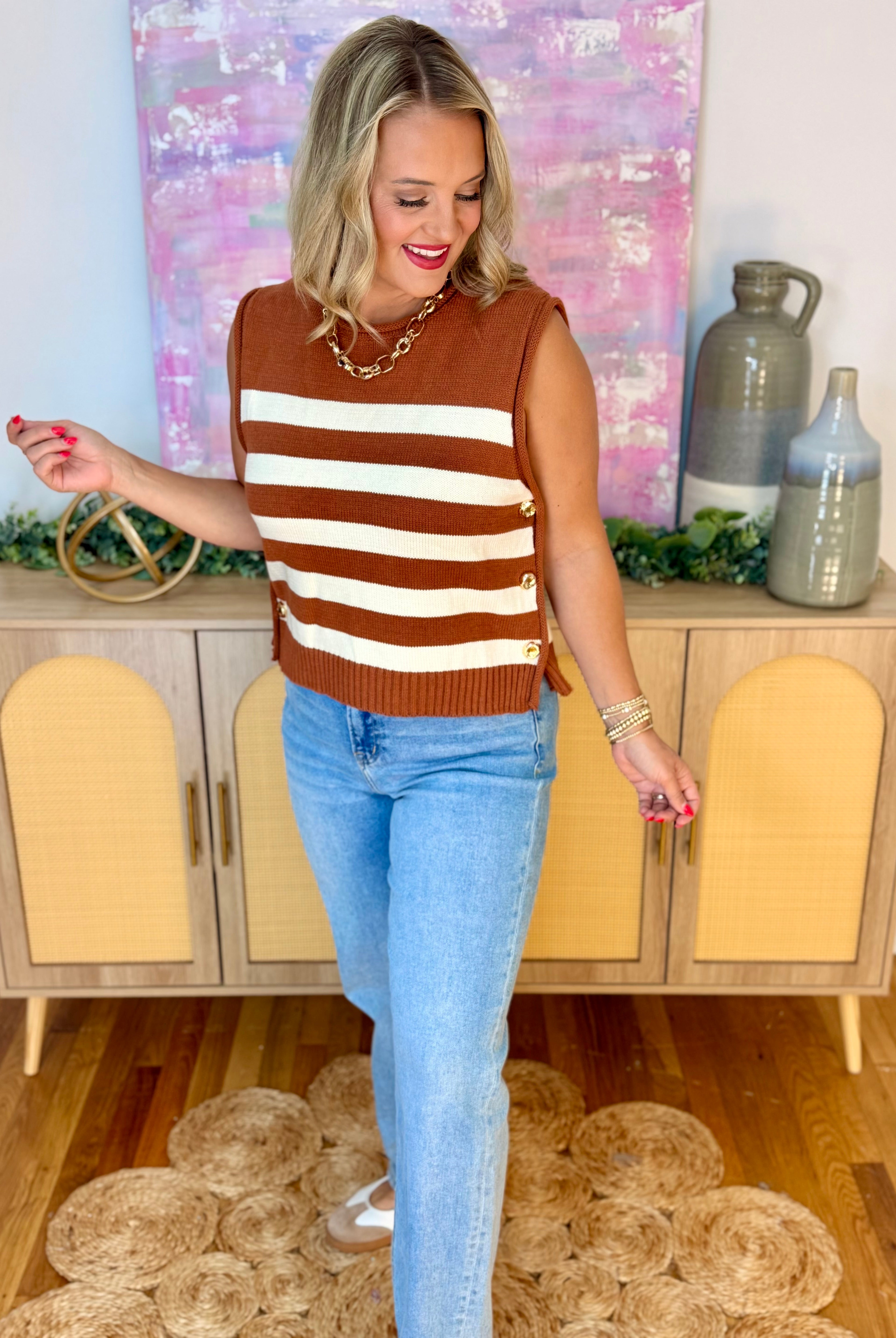 Weekend Escape Sleeveless Knit Top-120 Sleeveless Tops-She + Sky-The Lovely Closet, Women's Fashion Boutique in Alexandria, KY