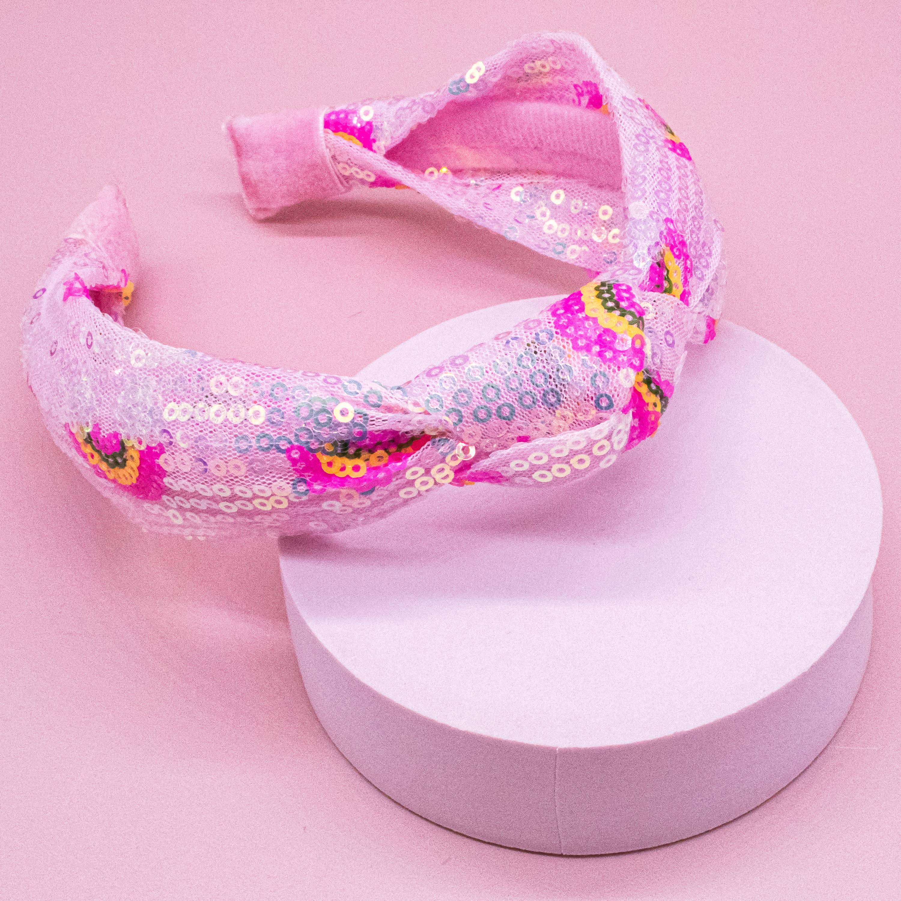 Kids Sequin Knot Headband - Rainbow: Pink-360 Carolines Closet-Frog Sac-The Lovely Closet, Women's Fashion Boutique in Alexandria, KY