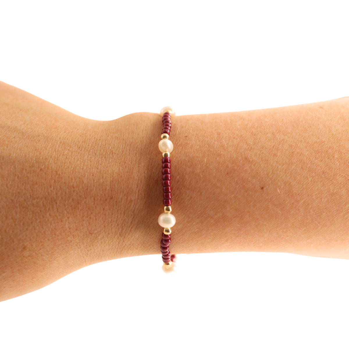 Crimson Red Pearl Bracelet: Extended 7.25 inch-bracelet-Beaded Blondes-The Lovely Closet, Women's Fashion Boutique in Alexandria, KY