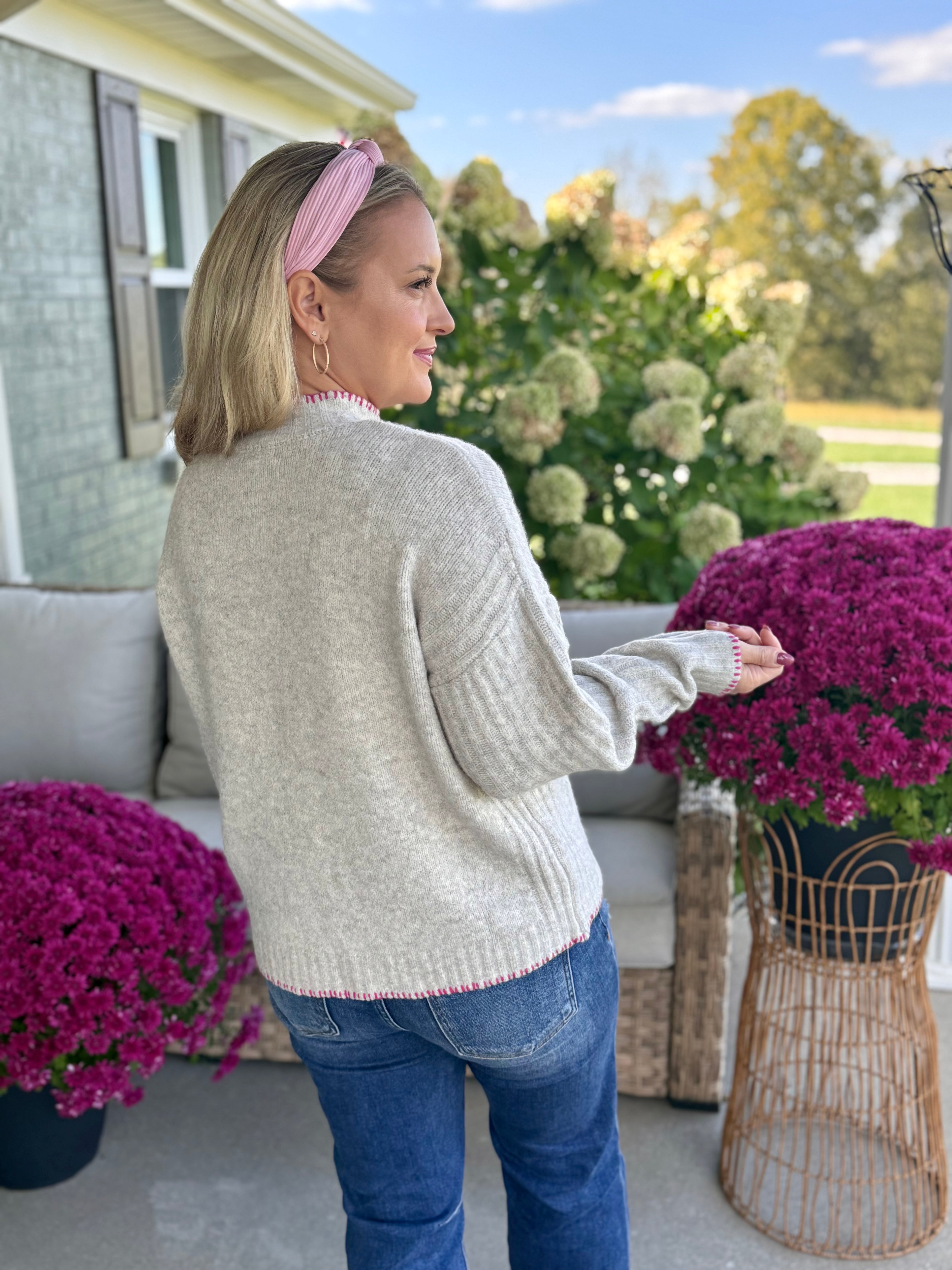 Touched by Pink Sweater-140 Sweaters-Donation Pink-The Lovely Closet, Women's Fashion Boutique in Alexandria, KY