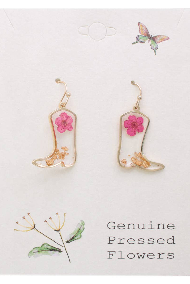 Botanical Boots Dried Flower Cowboy Boot Earrings-280 Accessories-ZAD-The Lovely Closet, Women's Fashion Boutique in Alexandria, KY