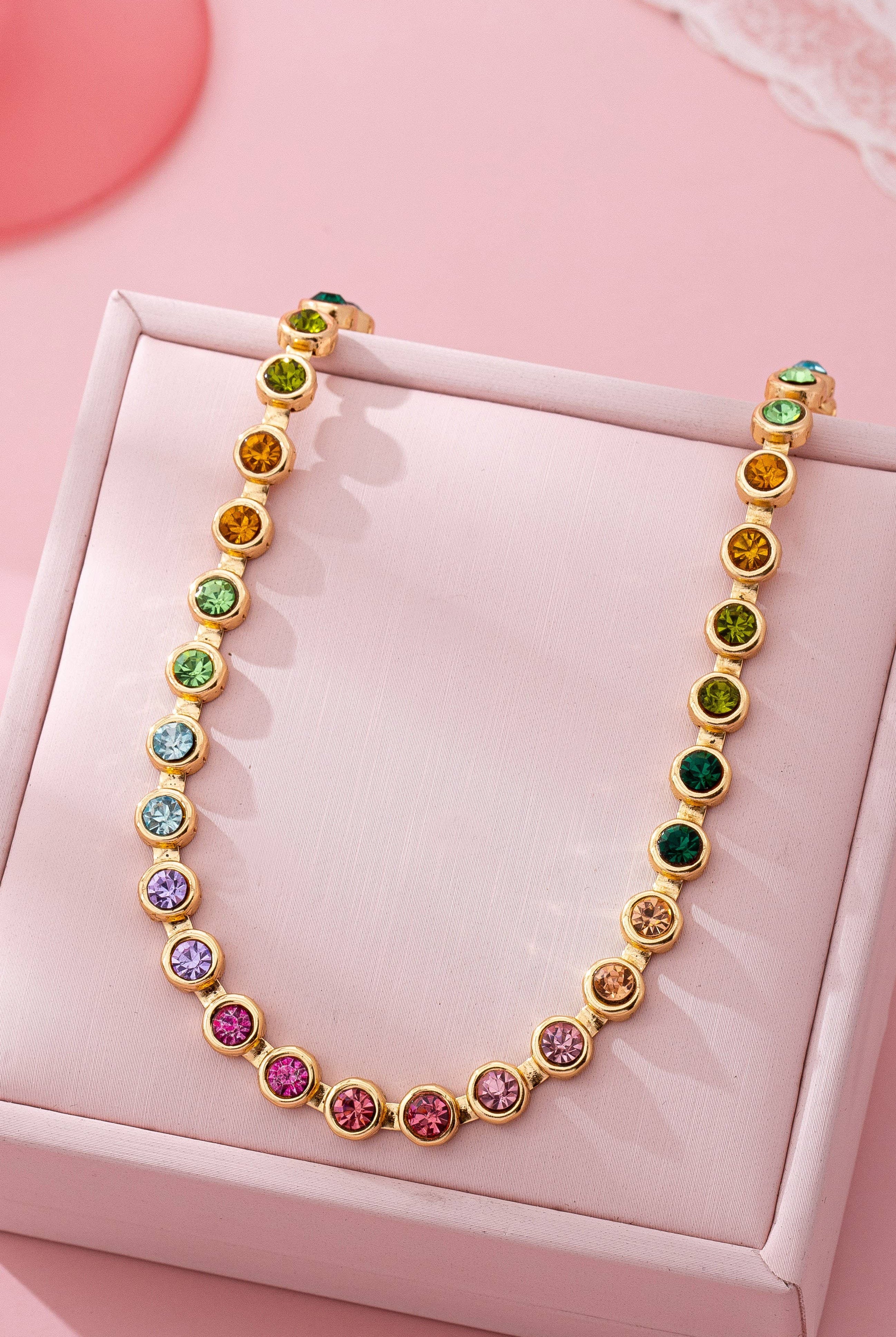 Gemstone Tennis Necklace-280 Accessories-JOSSLYN by wall to wall-The Lovely Closet, Women's Fashion Boutique in Alexandria, KY