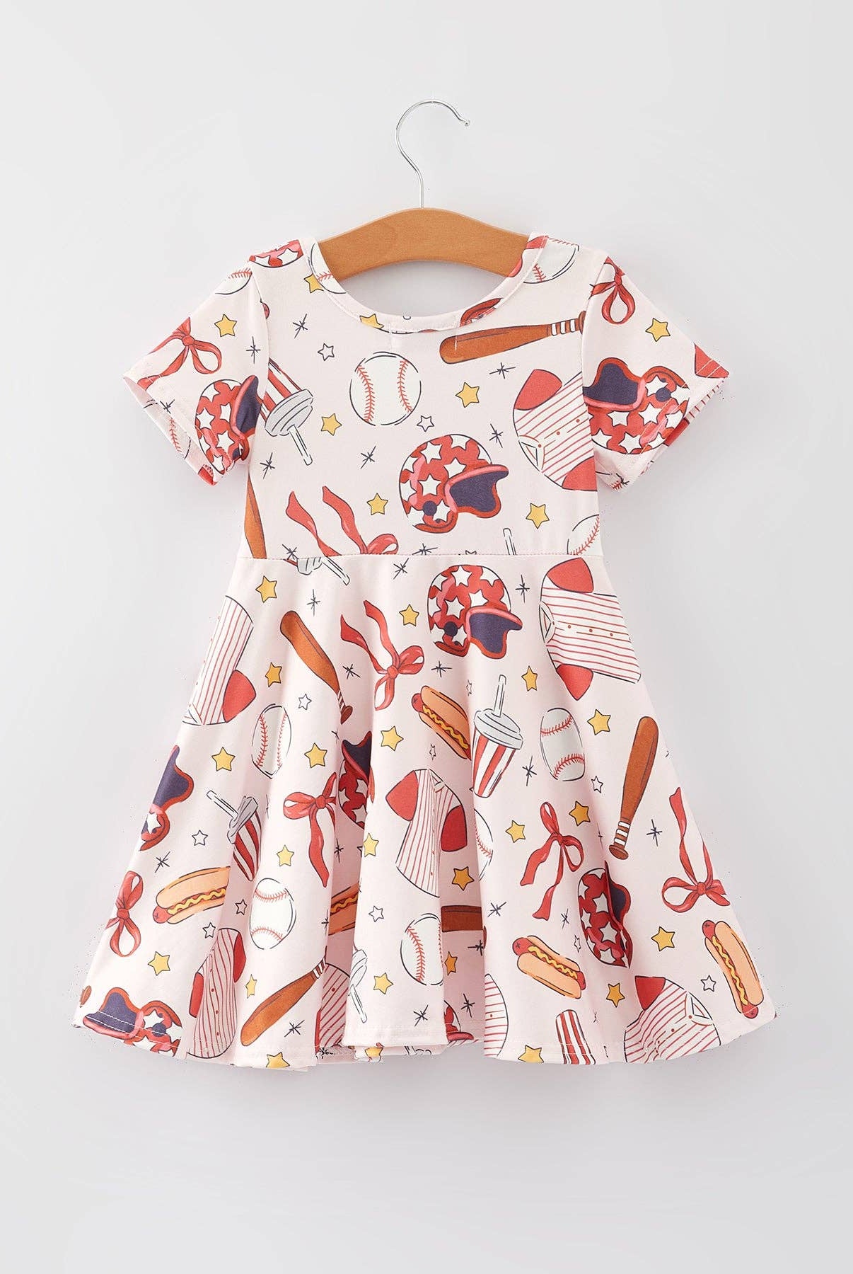 Baseball Print Girls Dress-360 Carolines Closet-Rylee Faith Designs-The Lovely Closet, Women's Fashion Boutique in Alexandria, KY