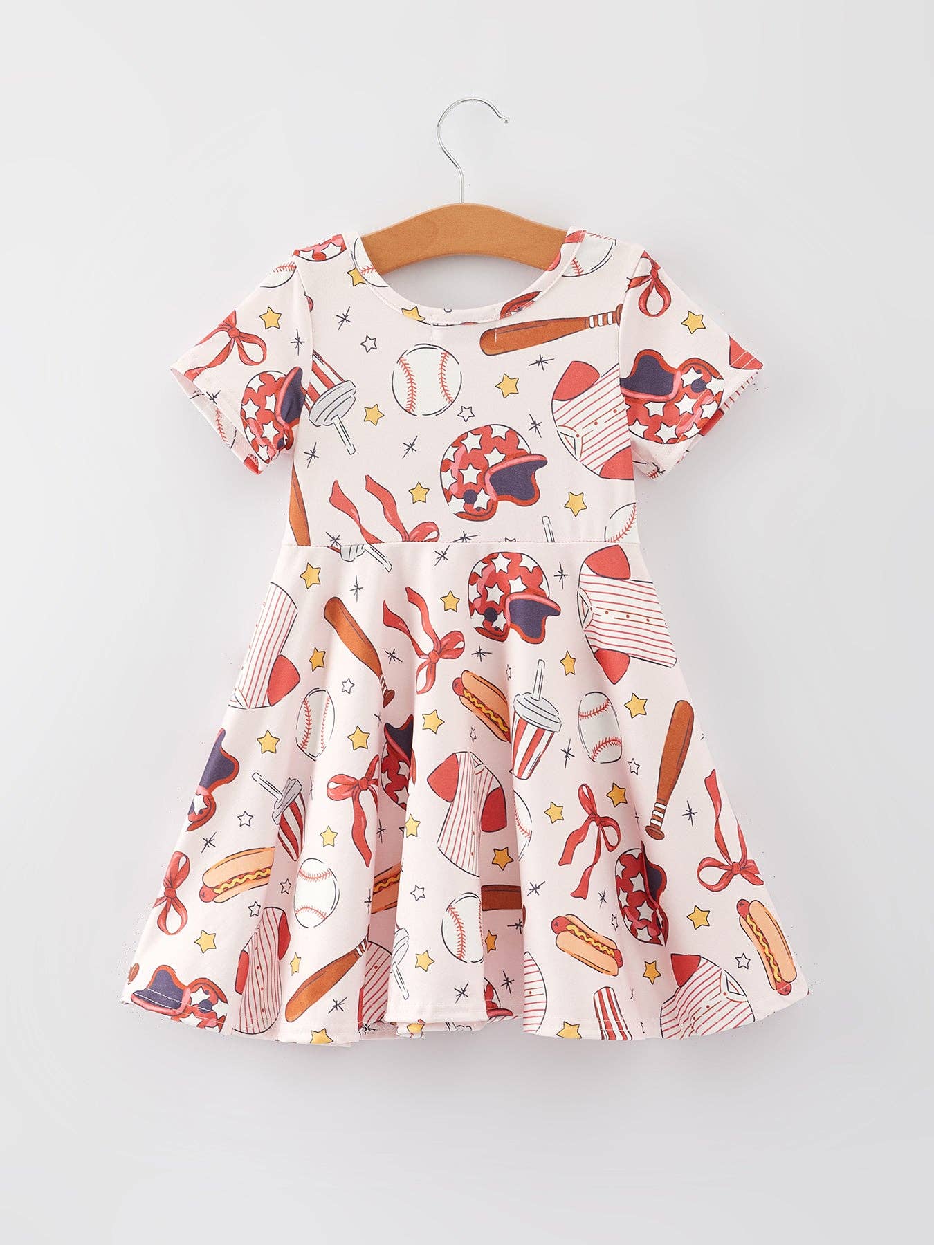 Baseball Print Girls Dress-360 Carolines Closet-Rylee Faith Designs-The Lovely Closet, Women's Fashion Boutique in Alexandria, KY