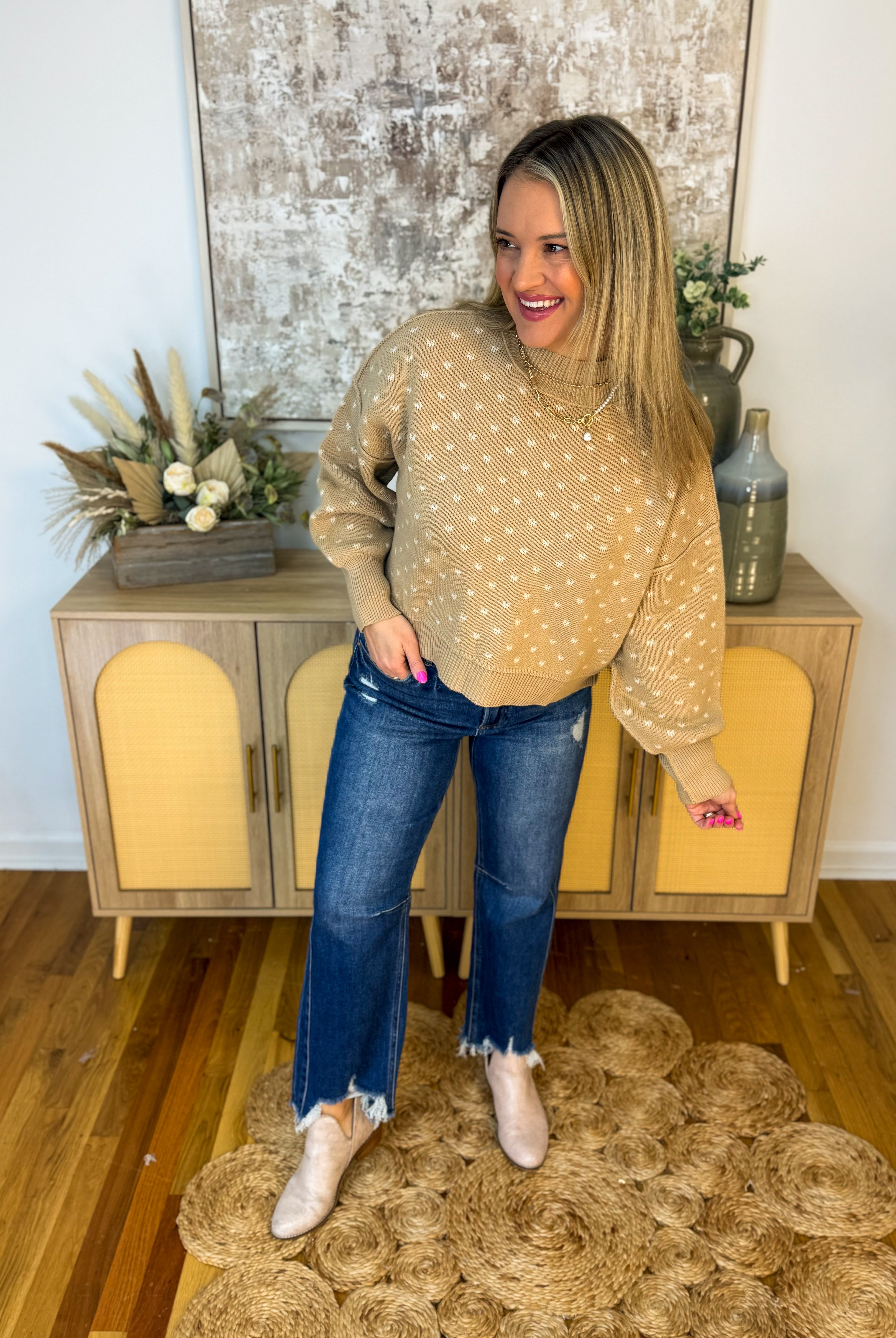 Subtle Heart Sweater-140 Sweaters-Blu Pepper-The Lovely Closet, Women's Fashion Boutique in Alexandria, KY