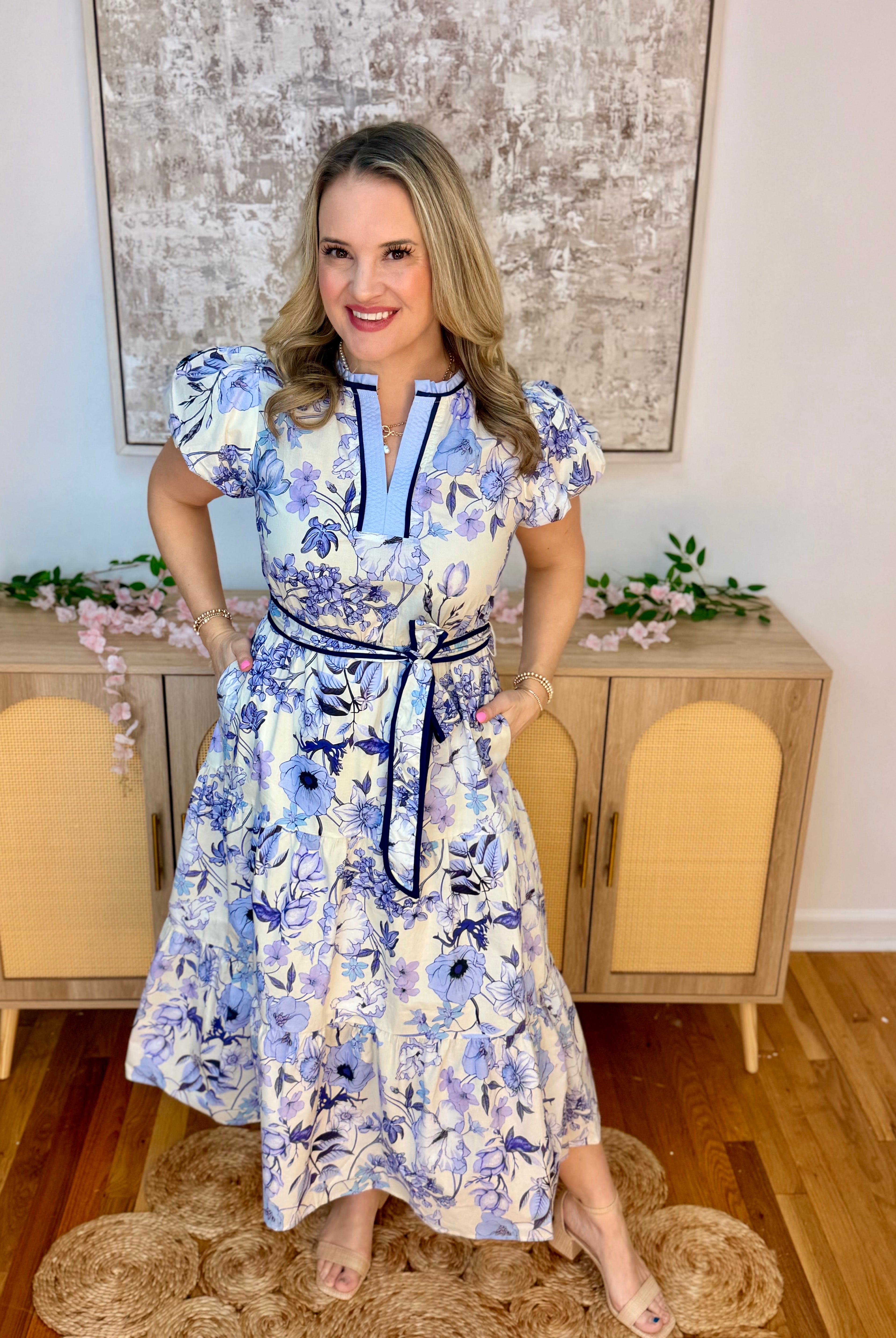 Perfect in Periwinkle Midi Dress-180 Dresses-Doe and Rae-The Lovely Closet, Women's Fashion Boutique in Alexandria, KY
