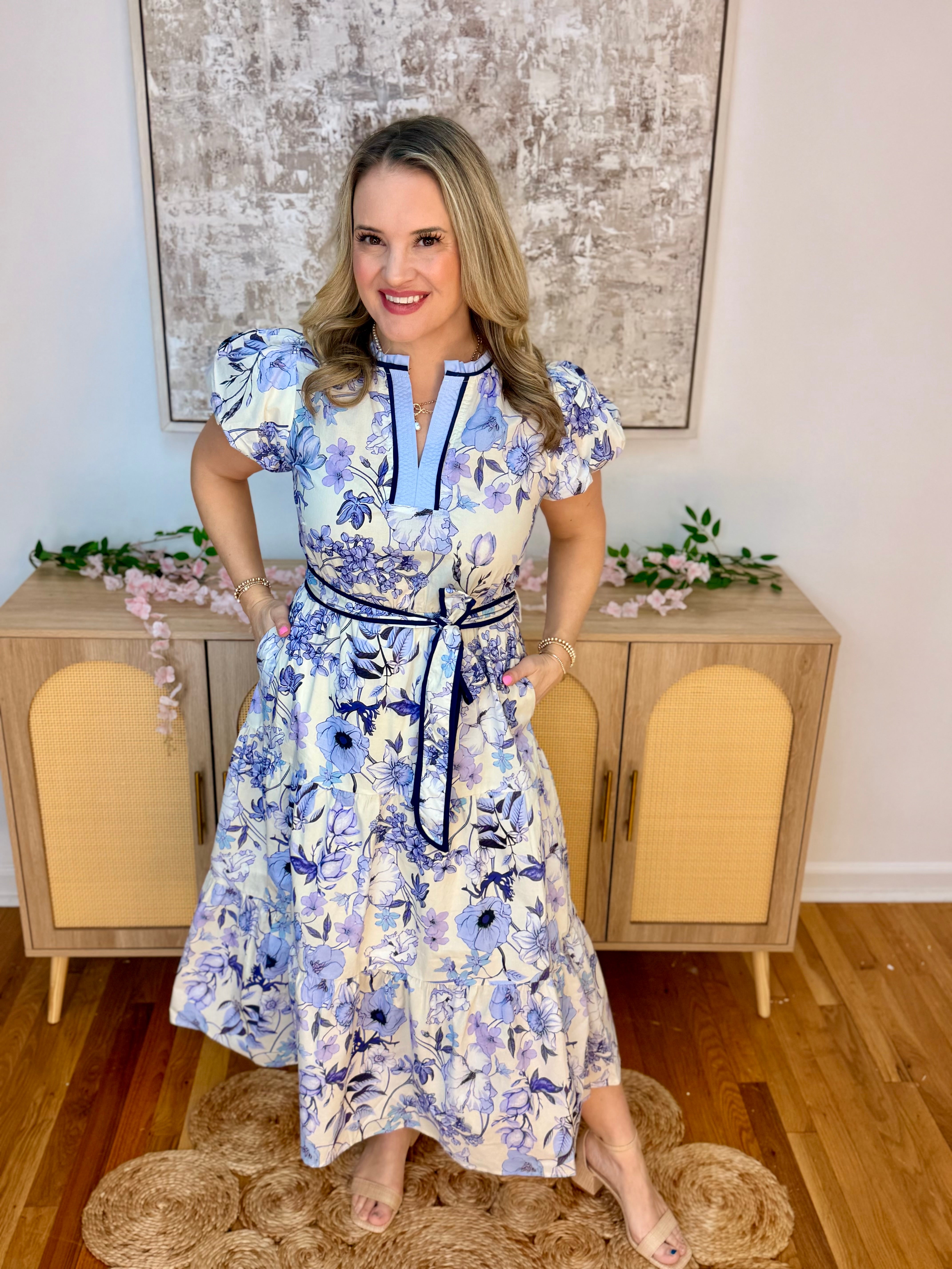 Perfect in Periwinkle Midi Dress-180 Dresses-Doe and Rae-The Lovely Closet, Women's Fashion Boutique in Alexandria, KY