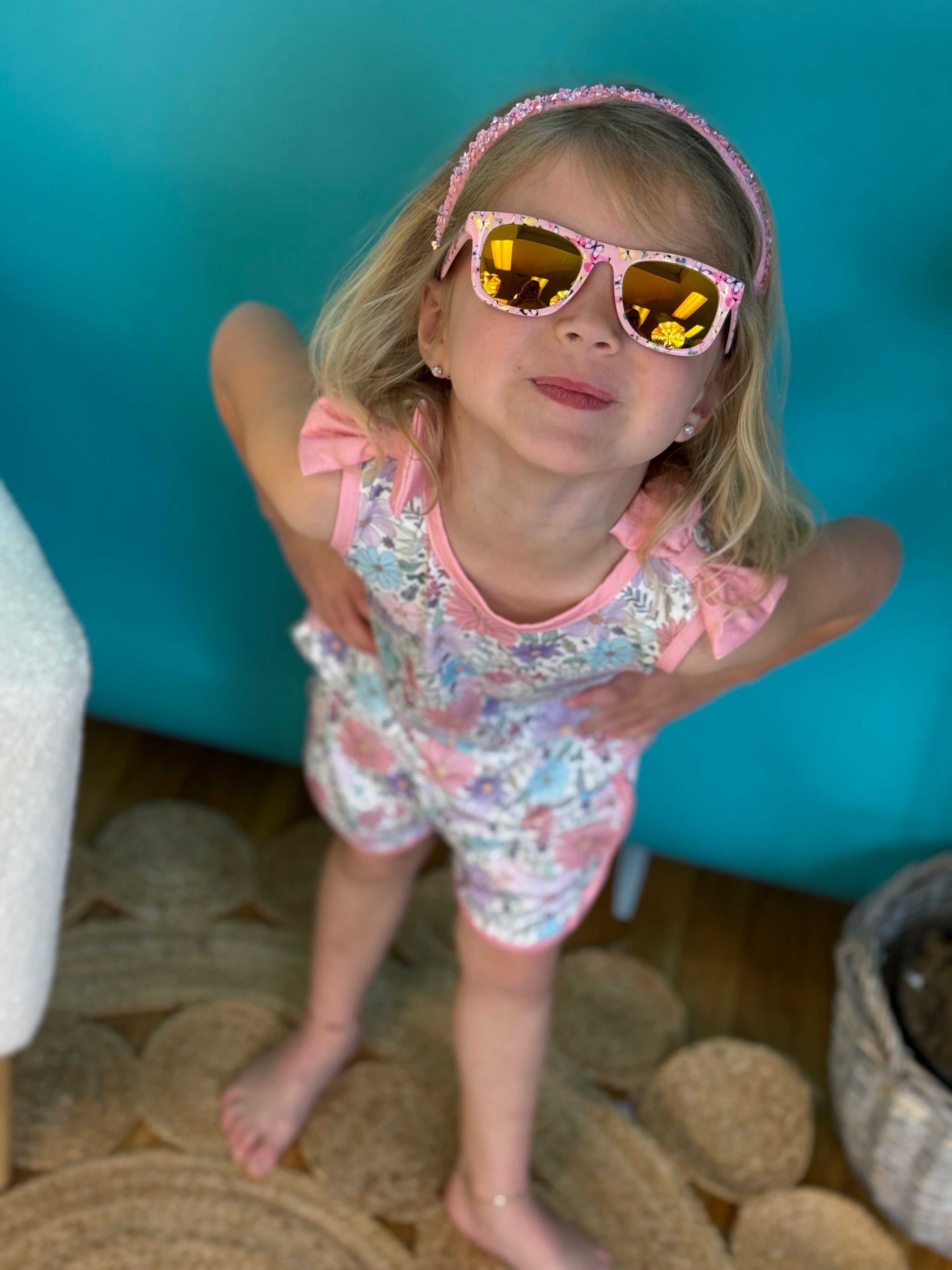 Girls Pink Floral Sleeveless Top/Shorts Set-360 Carolines Closet-Rylee Faith Designs-The Lovely Closet, Women's Fashion Boutique in Alexandria, KY