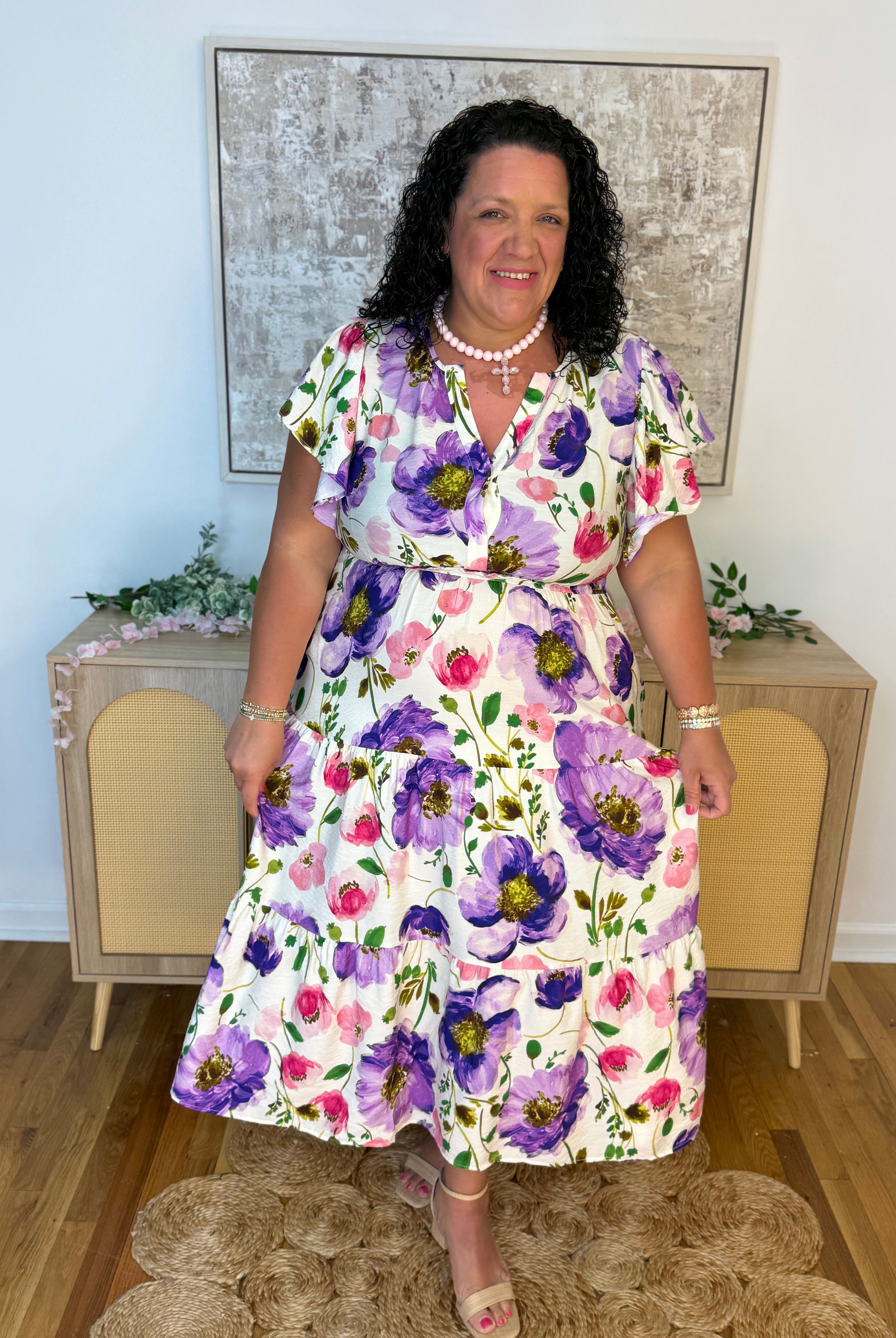 Sweet Violet Midi Dress-180 Dresses-Oddi-The Lovely Closet, Women's Fashion Boutique in Alexandria, KY