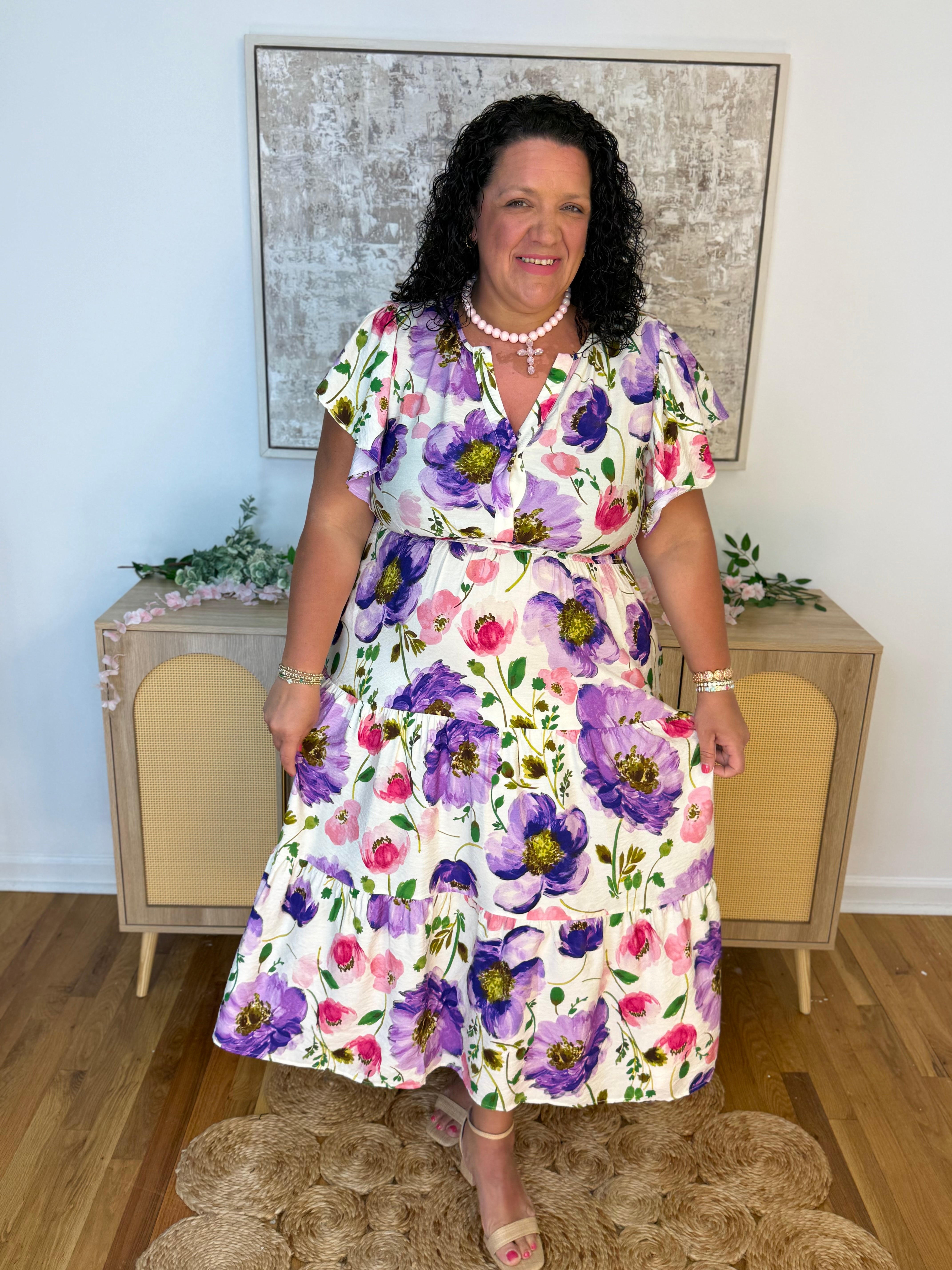 Sweet Violet Midi Dress-180 Dresses-Oddi-The Lovely Closet, Women's Fashion Boutique in Alexandria, KY