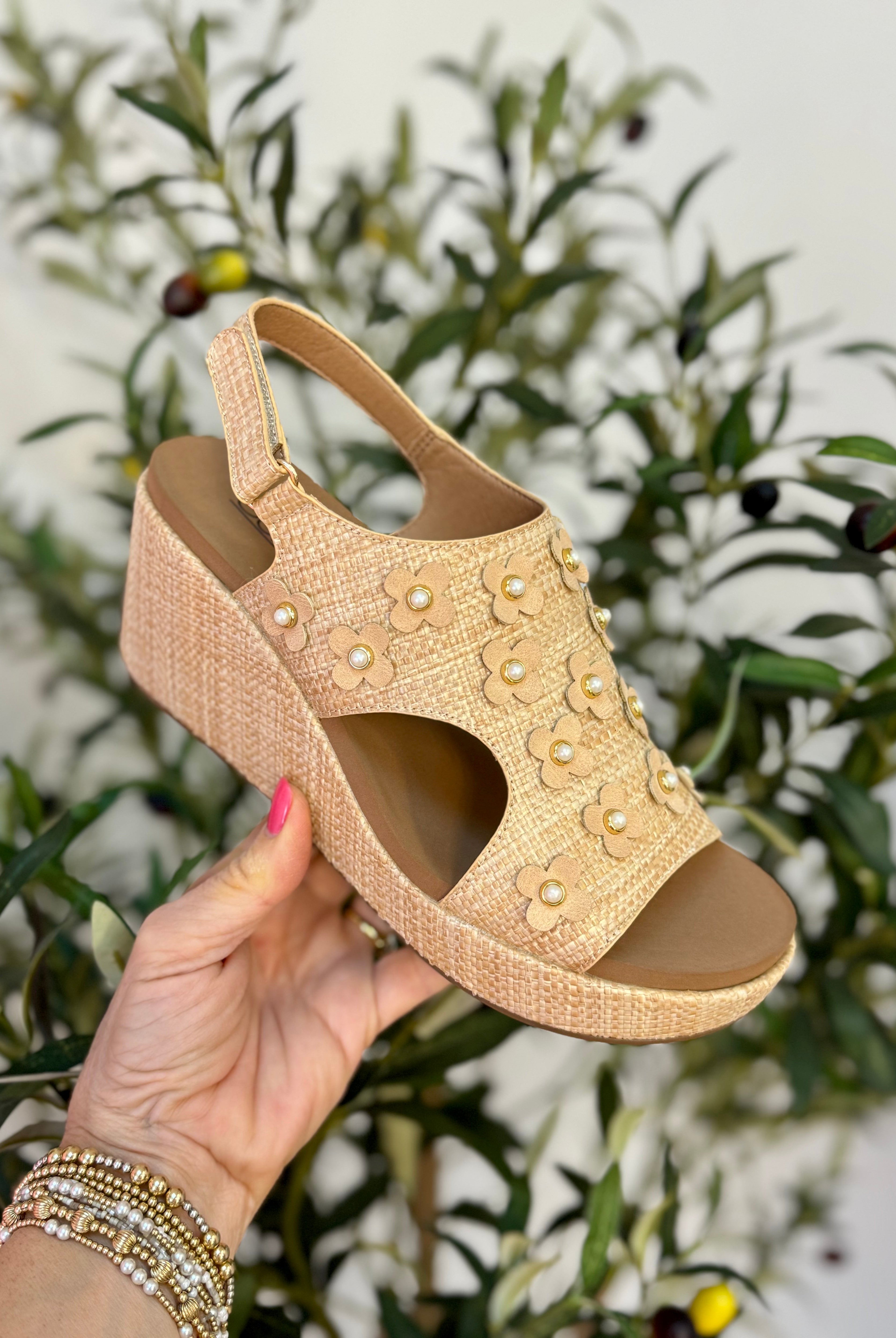 FINAL SALE Corkys Carley Raffia Flower-270 Shoes-The Lovely Closet-The Lovely Closet, Women's Fashion Boutique in Alexandria, KY