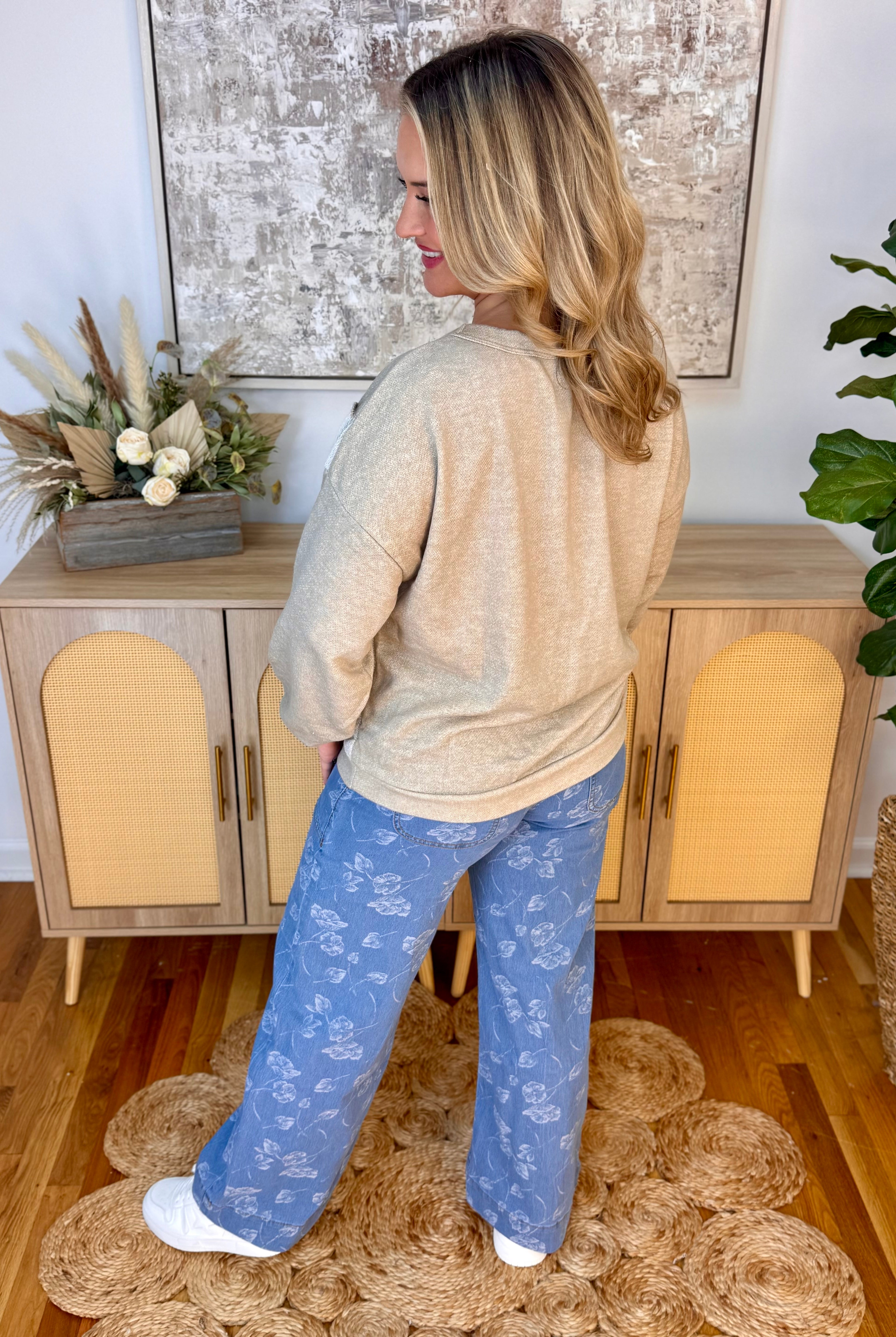 Taupe and Grey Pullover Top-110 Long Sleeve Top-bibi-The Lovely Closet, Women's Fashion Boutique in Alexandria, KY