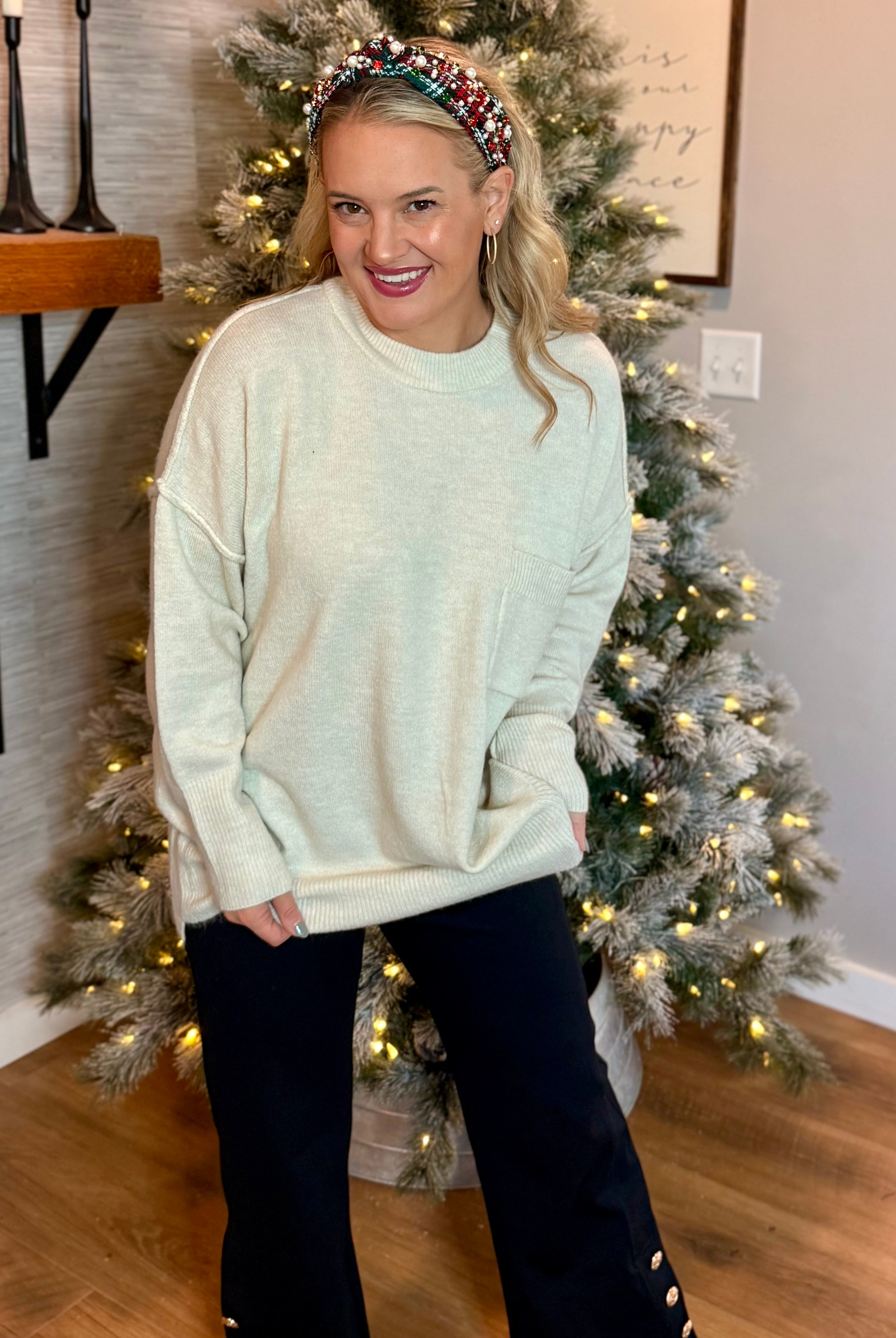 Cozy Chalet Oversized Sweater - Ivory-140 Sweaters-zenana-The Lovely Closet, Women's Fashion Boutique in Alexandria, KY