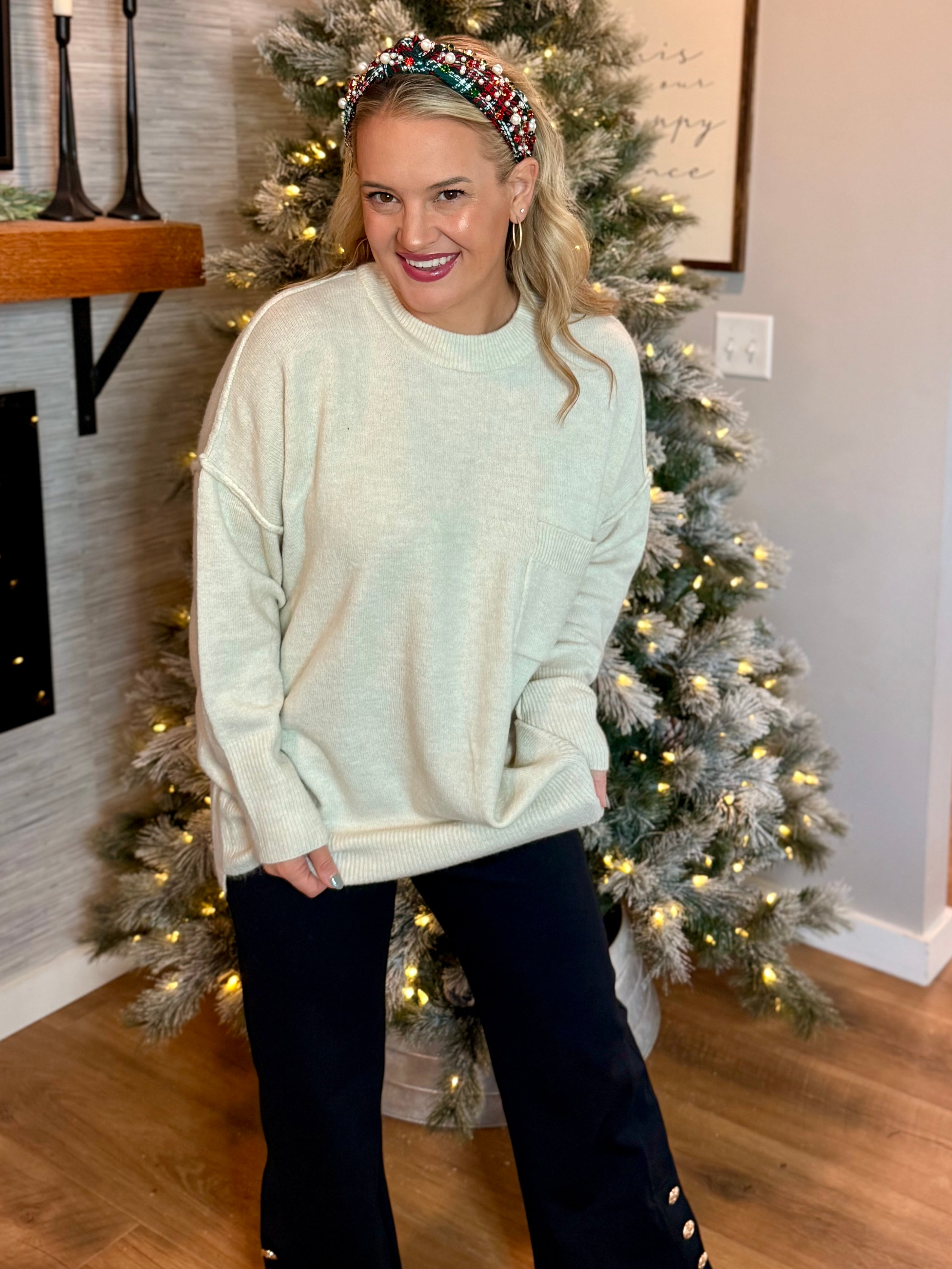 Cozy Chalet Oversized Sweater - Ivory-140 Sweaters-zenana-The Lovely Closet, Women's Fashion Boutique in Alexandria, KY
