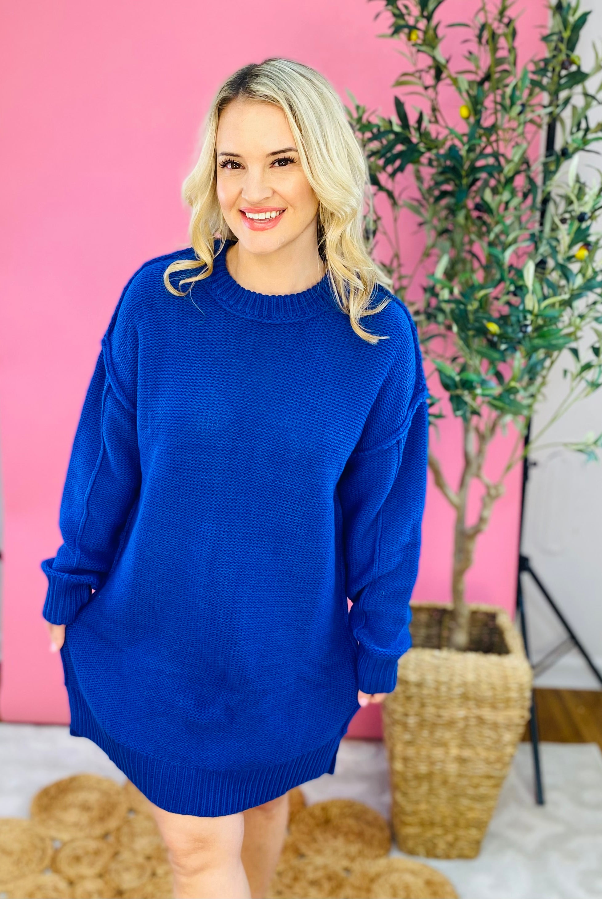 FINAL SALE - Date Night Sweater Dress - Royal Blue-999 History-very j-The Lovely Closet, Women's Fashion Boutique in Alexandria, KY