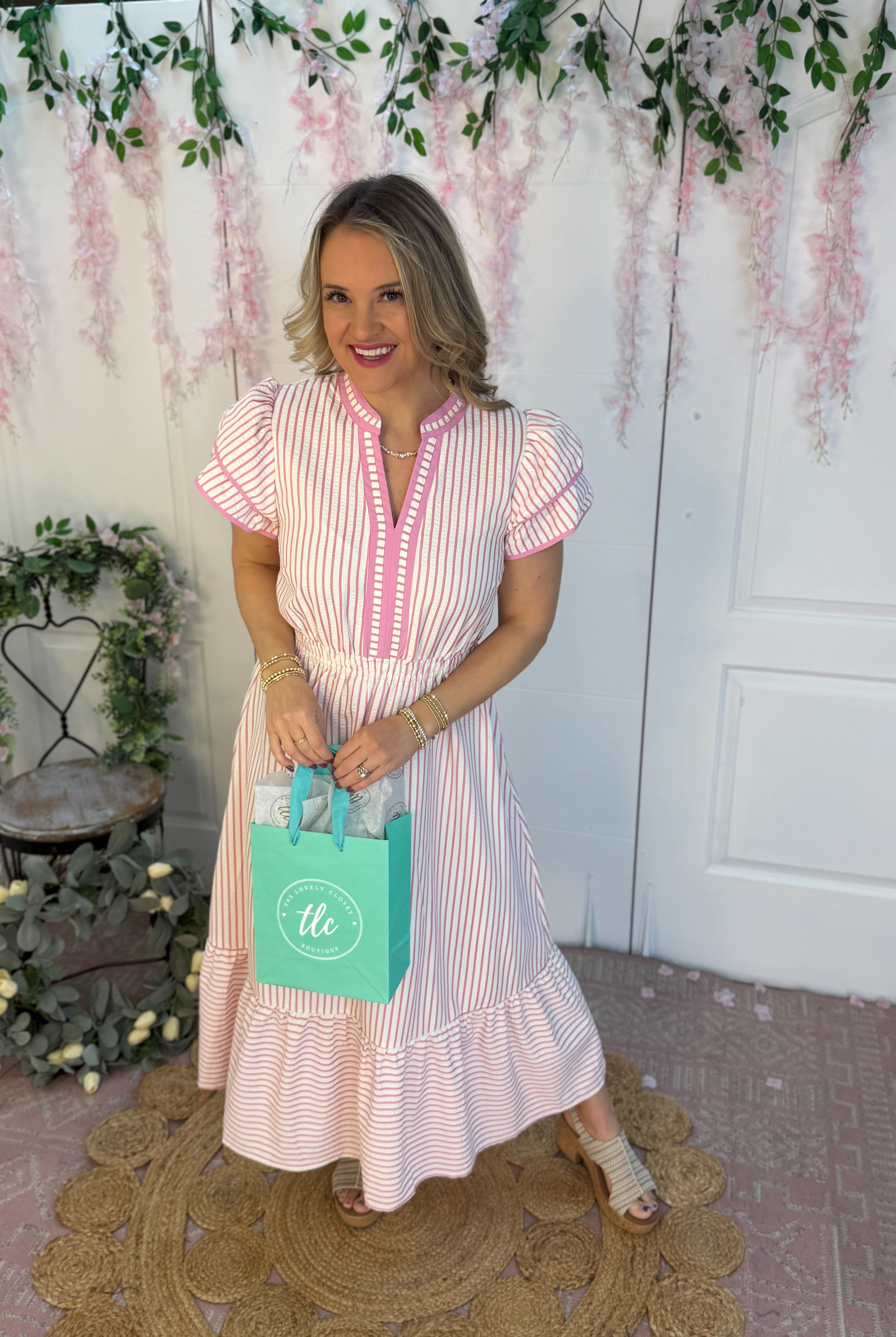 Spring Days Midi Dress - Pink-180 Dresses-Umgee-The Lovely Closet, Women's Fashion Boutique in Alexandria, KY