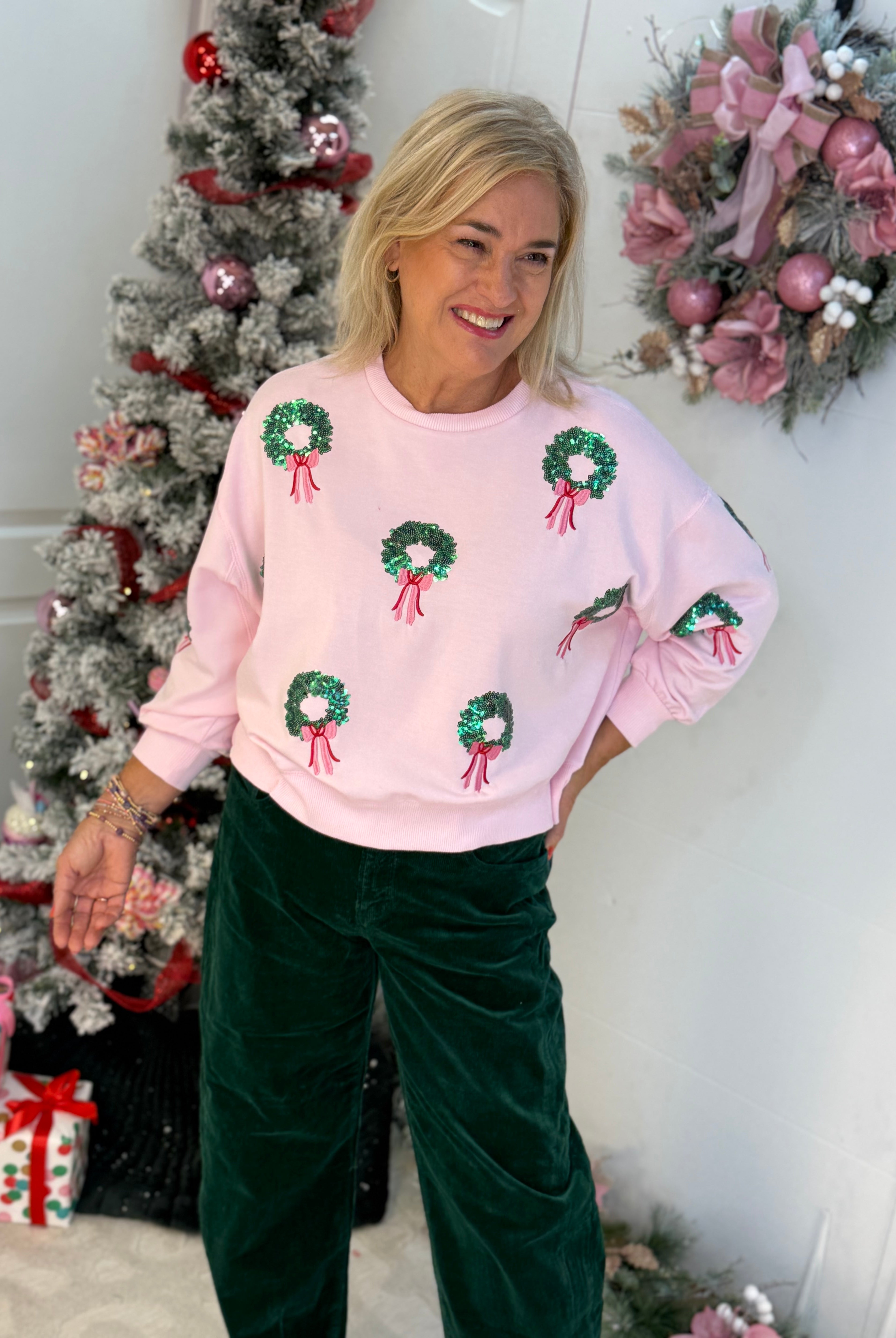 Millie Wreaths Pullover-150 Sweatshirts-Mary Square-The Lovely Closet, Women's Fashion Boutique in Alexandria, KY