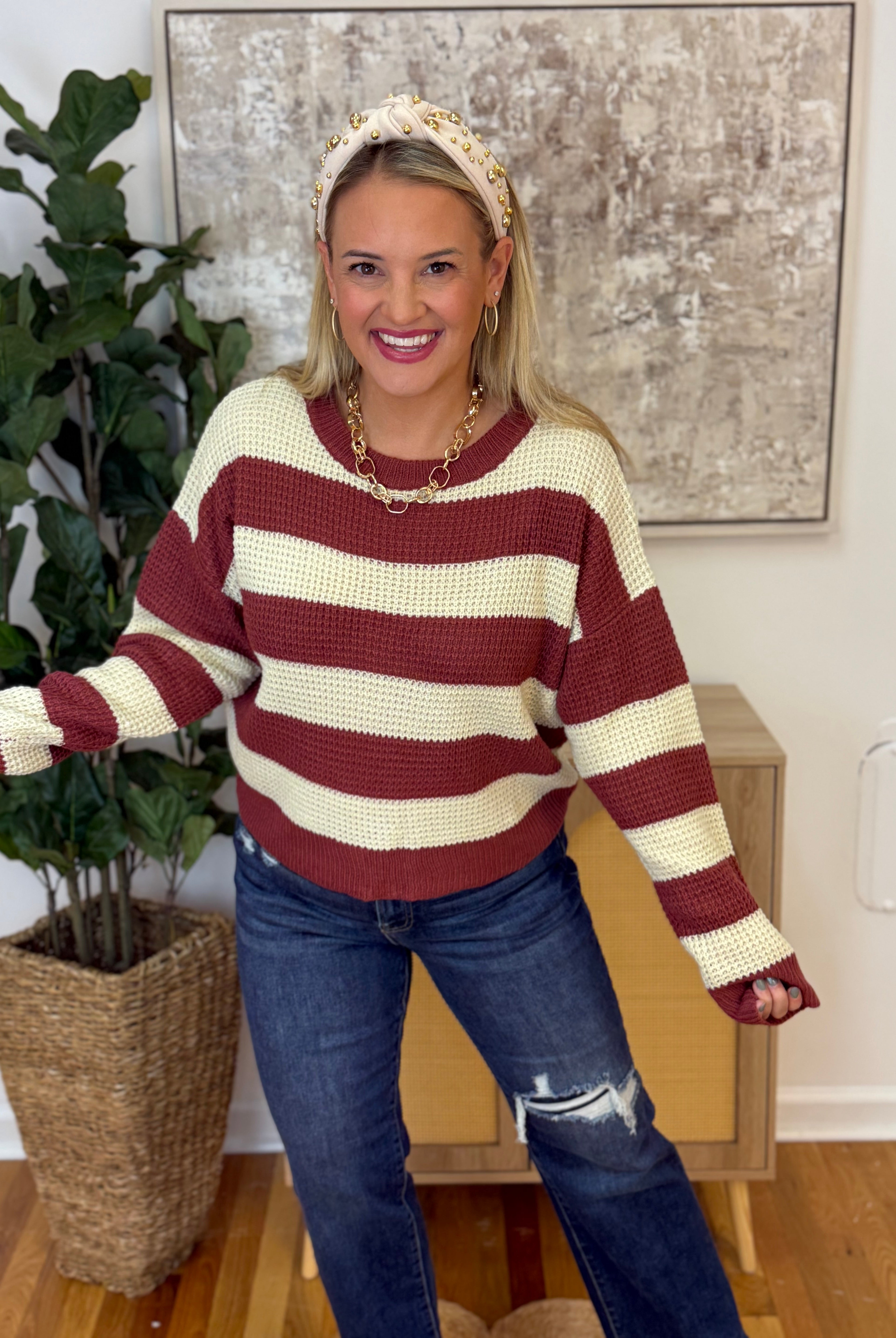 Autumn Breeze Sweater - Cinnamon-140 Sweaters-La Miel-The Lovely Closet, Women's Fashion Boutique in Alexandria, KY