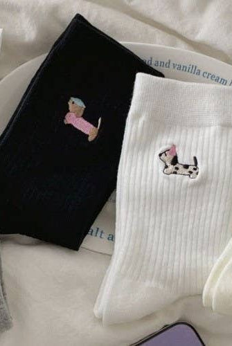 Dog Socks - Ankle Crew - White-280 Accessories-JOSSLYN by wall to wall-The Lovely Closet, Women's Fashion Boutique in Alexandria, KY