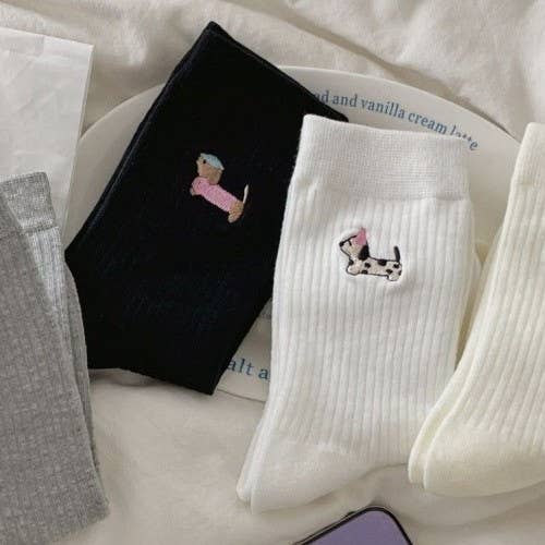 Dog Socks - Ankle Crew - White-280 Accessories-JOSSLYN by wall to wall-The Lovely Closet, Women's Fashion Boutique in Alexandria, KY