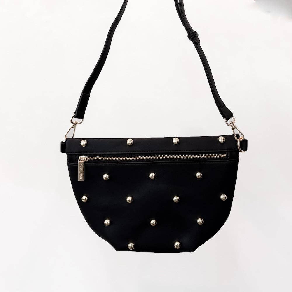 Chic Gold Studded Westlyn Bum Bag: Black-280 Accessories-Pretty Simple-The Lovely Closet, Women's Fashion Boutique in Alexandria, KY
