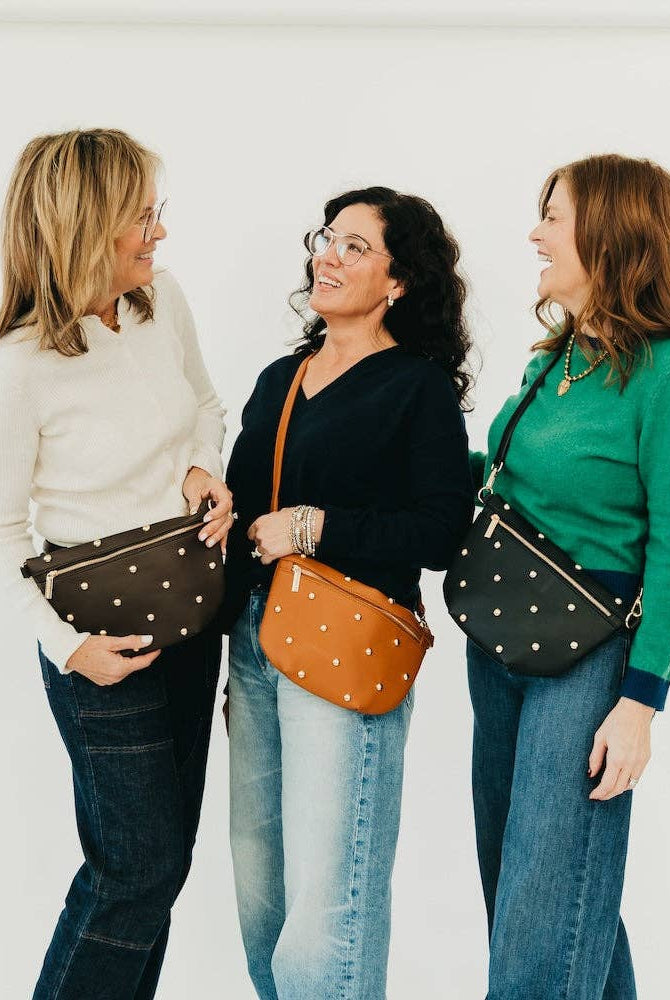 Chic Gold Studded Westlyn Bum Bag: Chocolate-290 Bag/Handbags-Pretty Simple-The Lovely Closet, Women's Fashion Boutique in Alexandria, KY