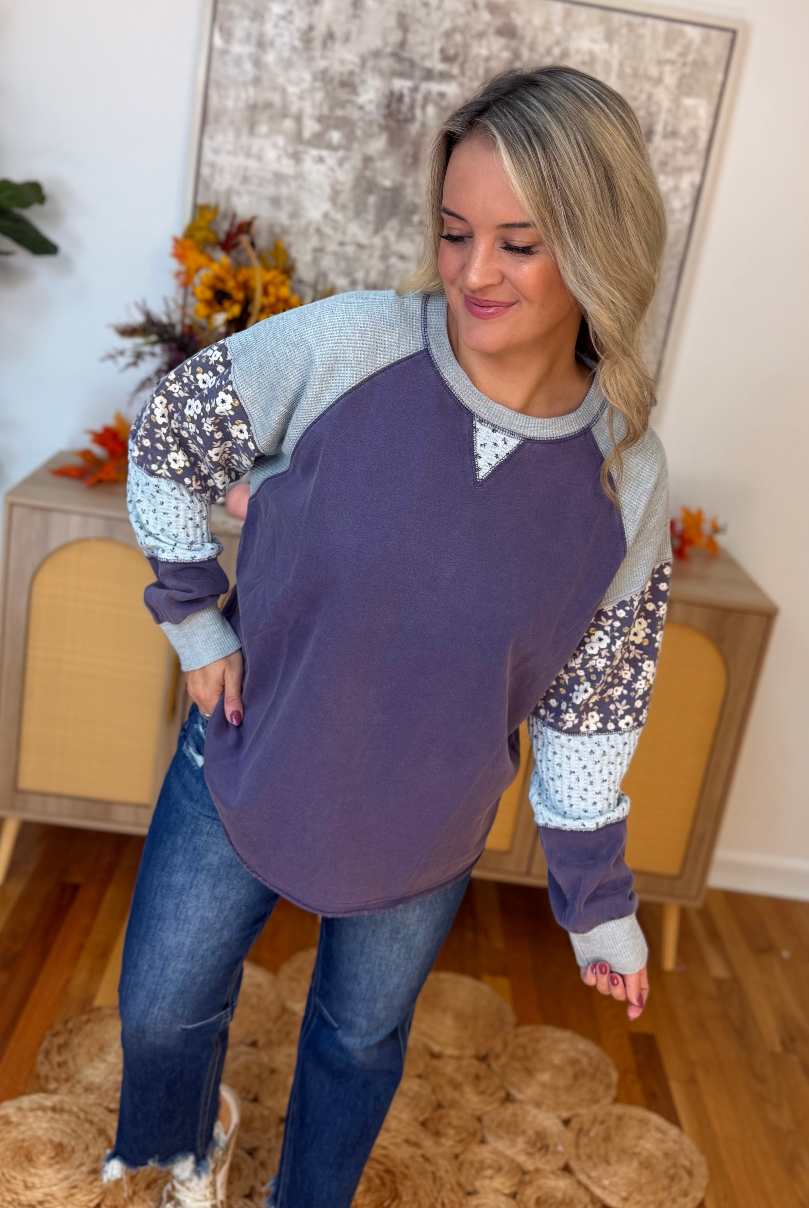 Harvest Wishes Pullover - Violet-110 Long Sleeve Top-easel-The Lovely Closet, Women's Fashion Boutique in Alexandria, KY