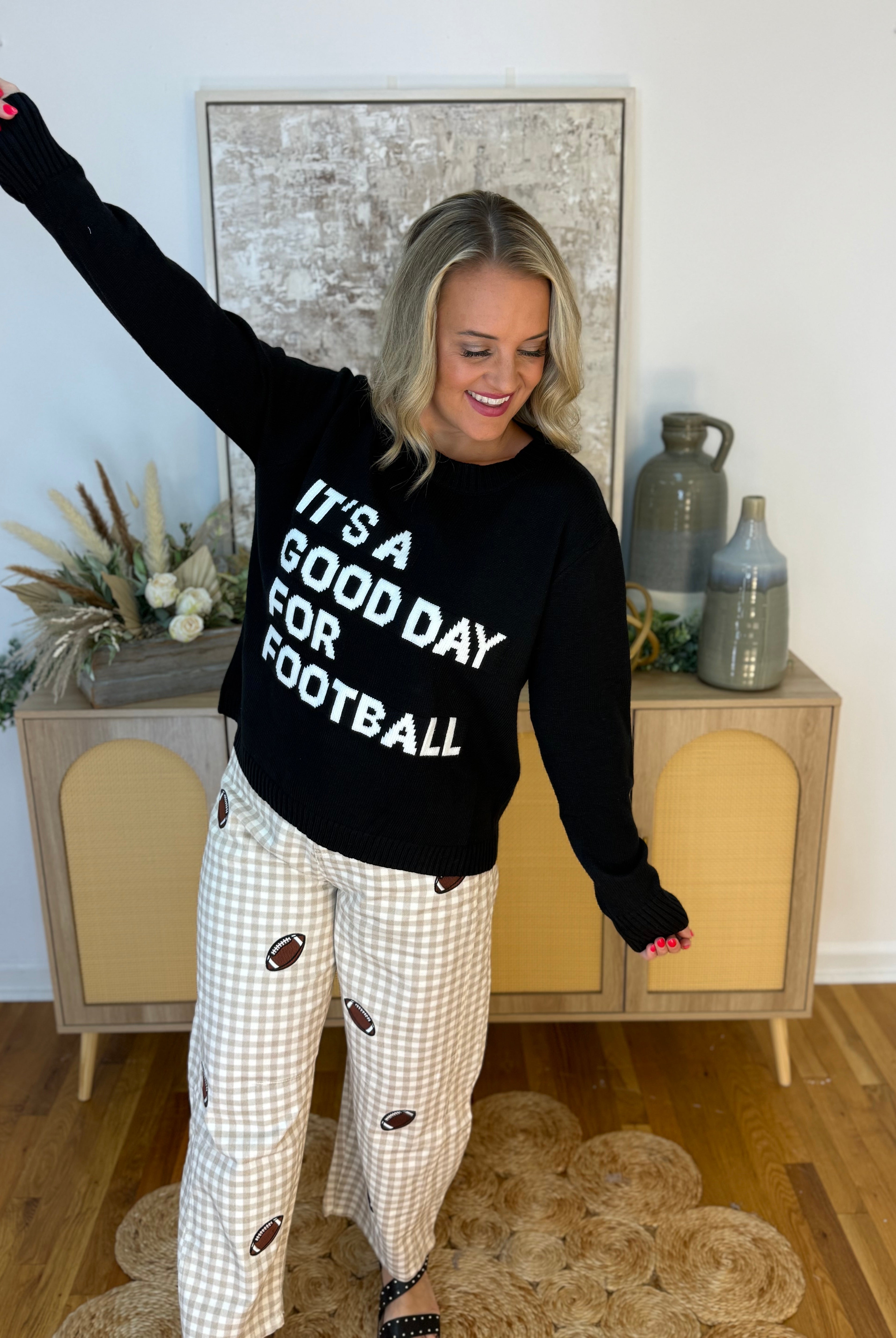 It's A Good Day For Football Soft Sweater-140 Sweaters-Panache Apparel Co.-The Lovely Closet, Women's Fashion Boutique in Alexandria, KY