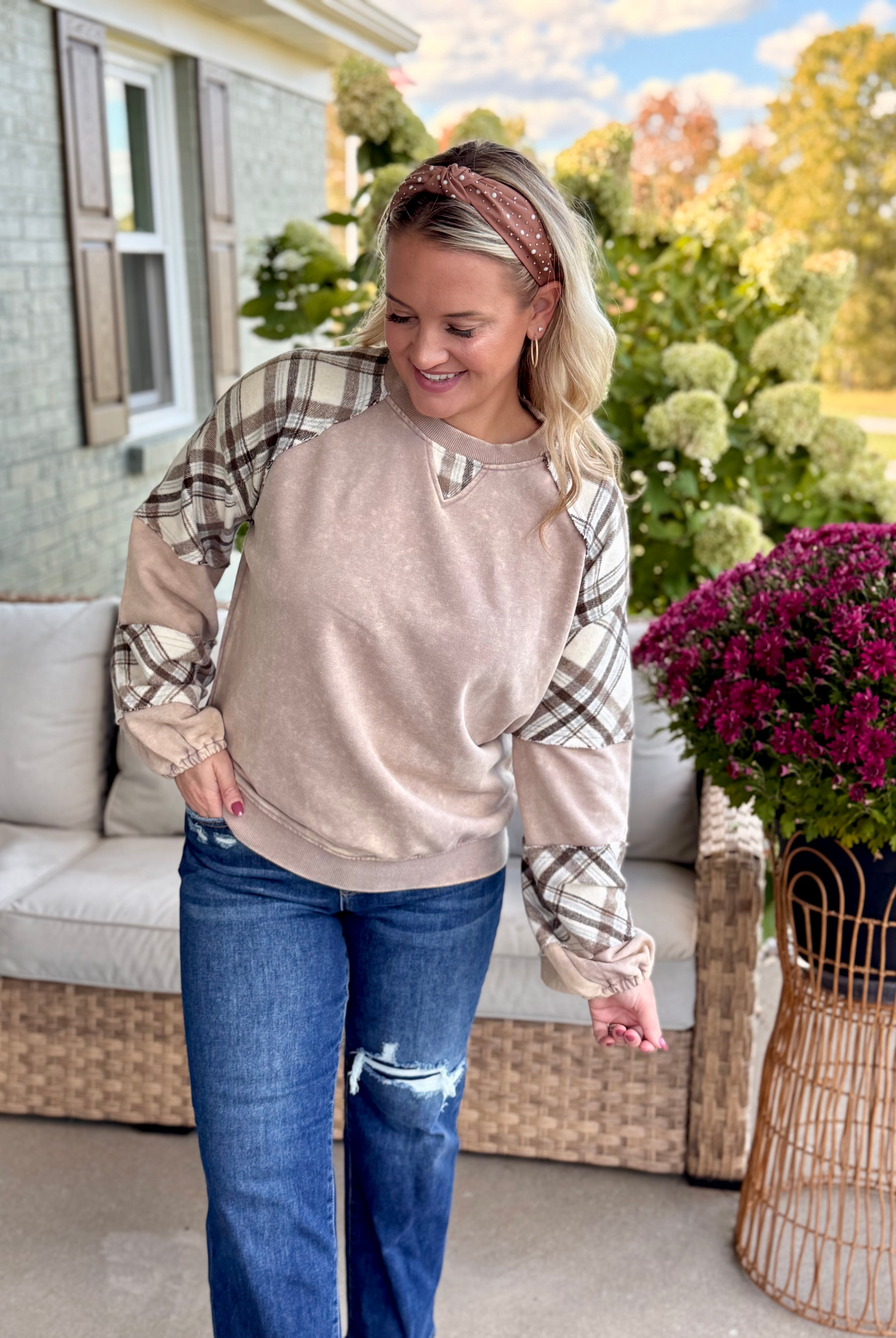 Harvest Plaid Pullover-110 Long Sleeve Top-easel-The Lovely Closet, Women's Fashion Boutique in Alexandria, KY