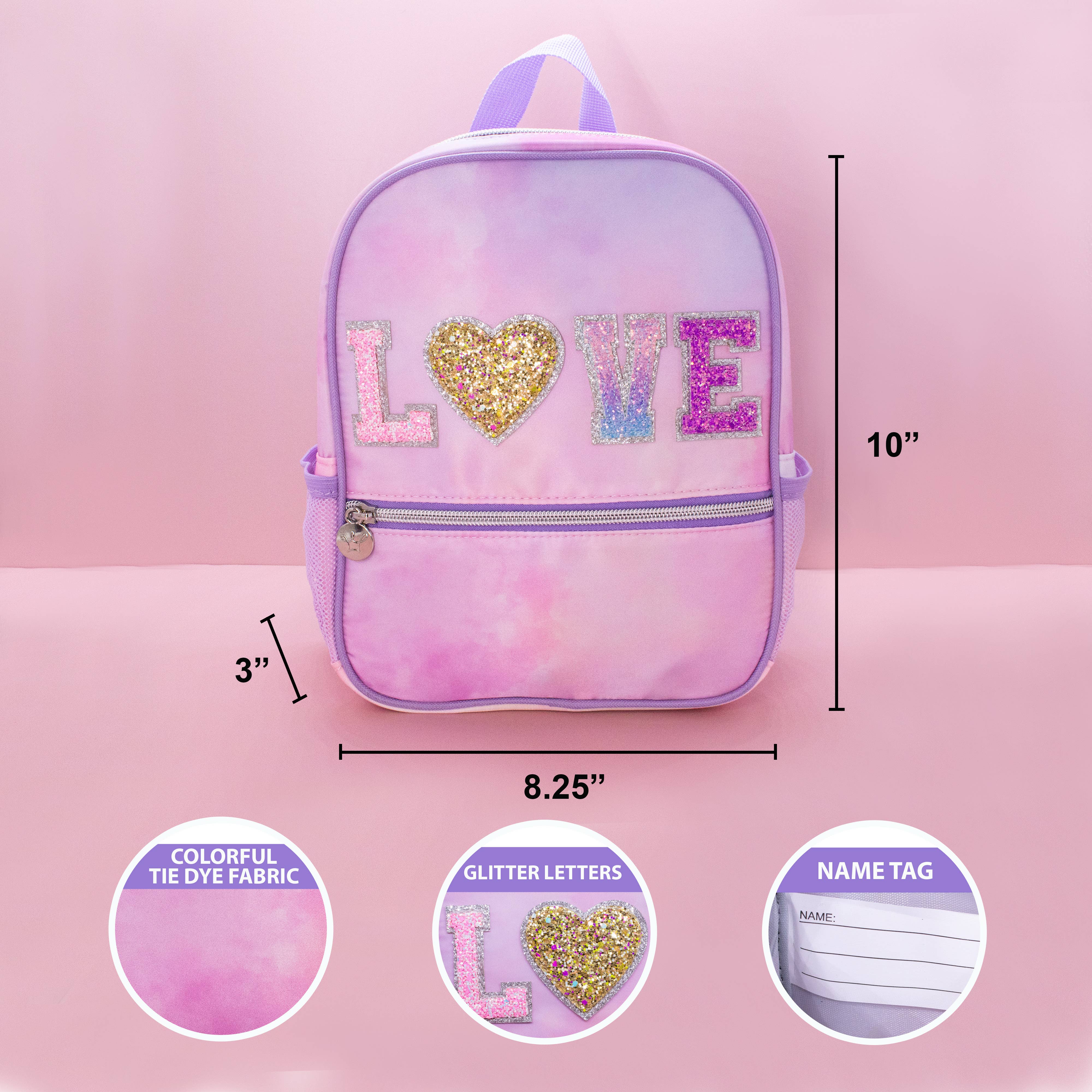 Girls Tie Dye Backpack with Glitter Varsity Letters-360 Carolines Closet-Frog Sac-The Lovely Closet, Women's Fashion Boutique in Alexandria, KY