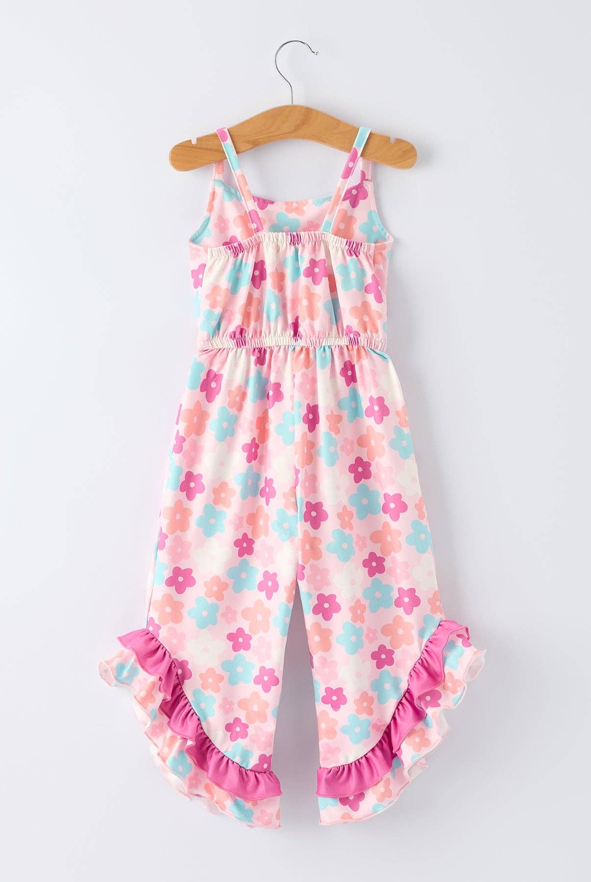 Colorful Floral Ruffle Flared Jumpsuit-360 Carolines Closet-Rylee Faith Designs-The Lovely Closet, Women's Fashion Boutique in Alexandria, KY