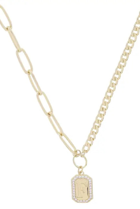 Initial Plate Necklace-250 Jewelry-Jane Marie-The Lovely Closet, Women's Fashion Boutique in Alexandria, KY