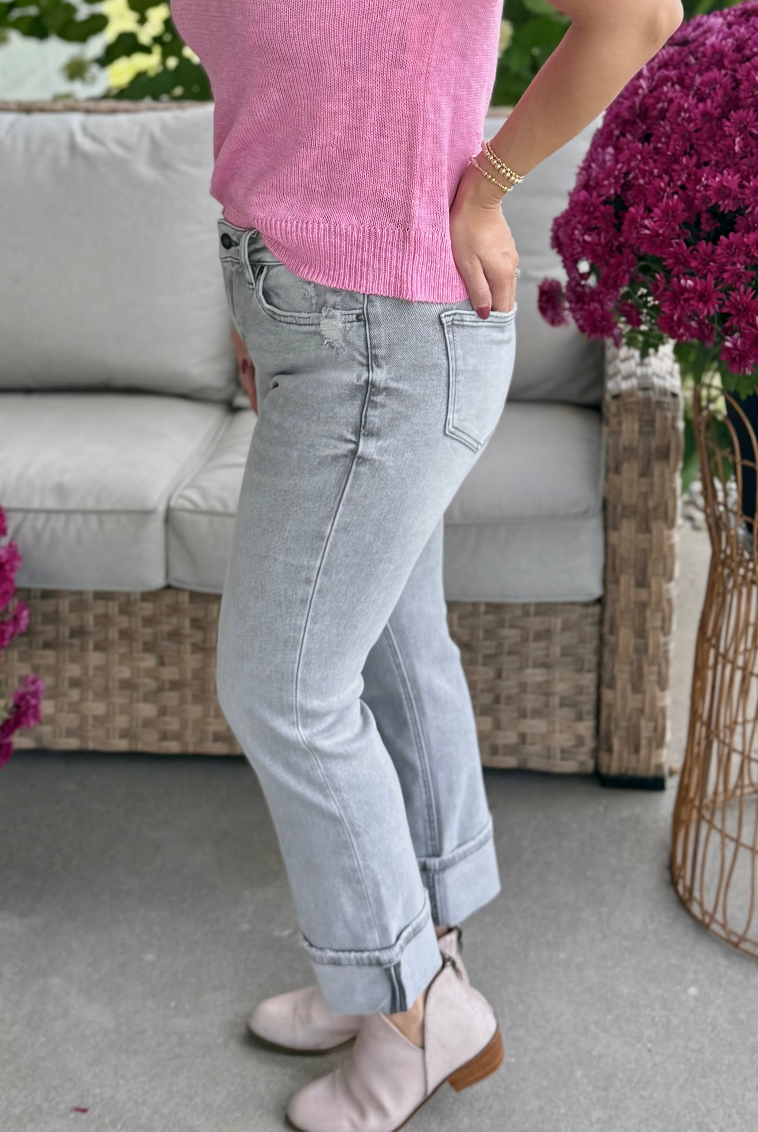 MICA MID RISE STRAIGHT LEG VINTAGE GREY WASH-210 Jeans-Donation Pink-The Lovely Closet, Women's Fashion Boutique in Alexandria, KY